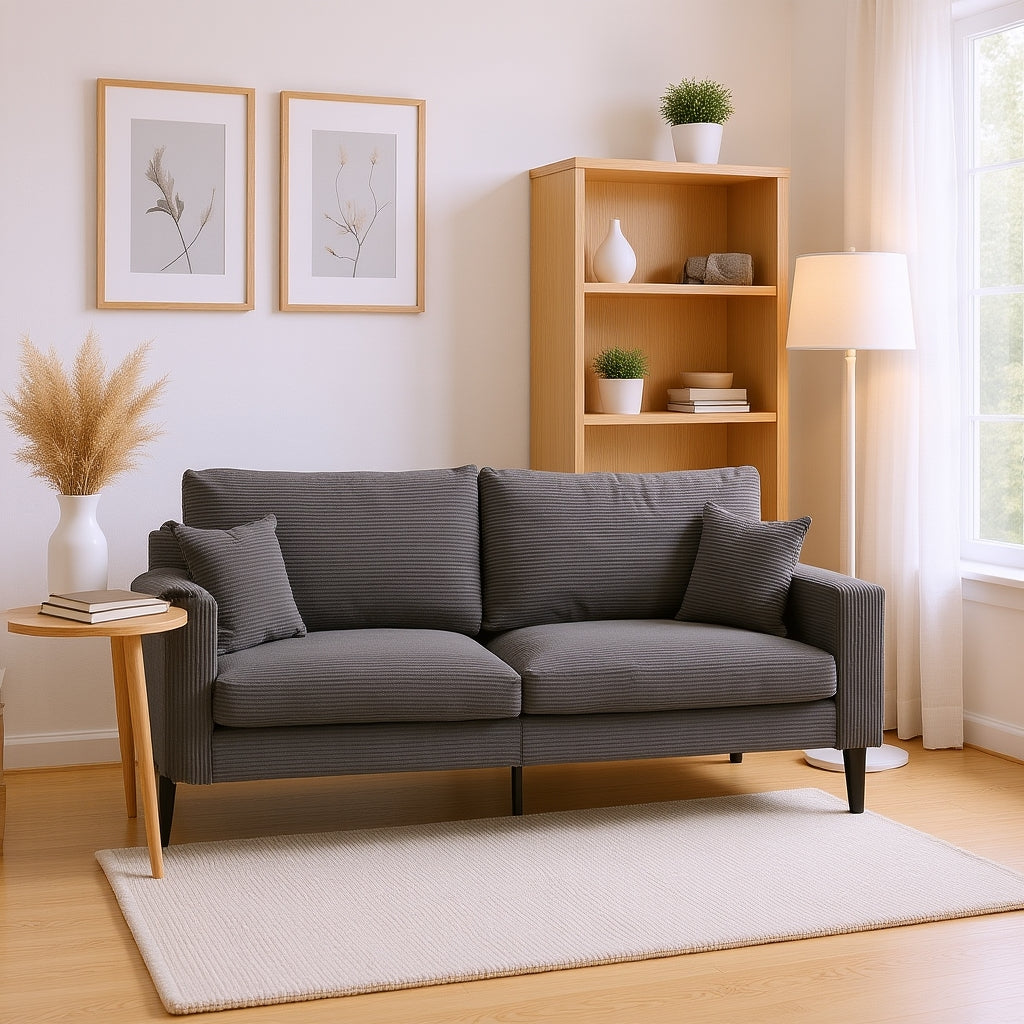 Canyon Modern Chenille Upholstered 3-Seater Sofa, Dark Gray