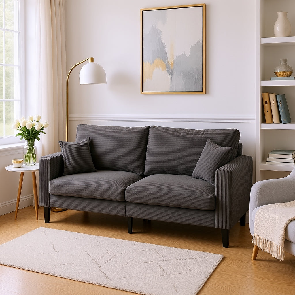 Canyon Modern Chenille Upholstered 3-Seater Sofa, Dark Gray