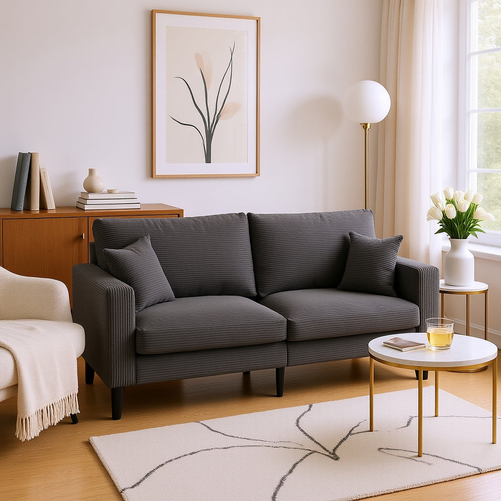 Canyon Modern Chenille Upholstered 3-Seater Sofa, Dark Gray