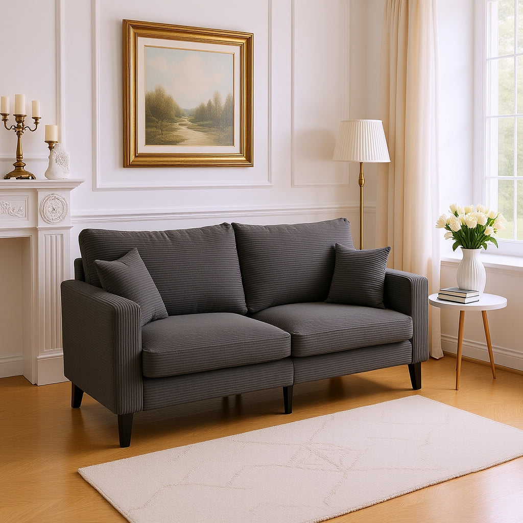 Canyon Modern Chenille Upholstered 3-Seater Sofa, Dark Gray