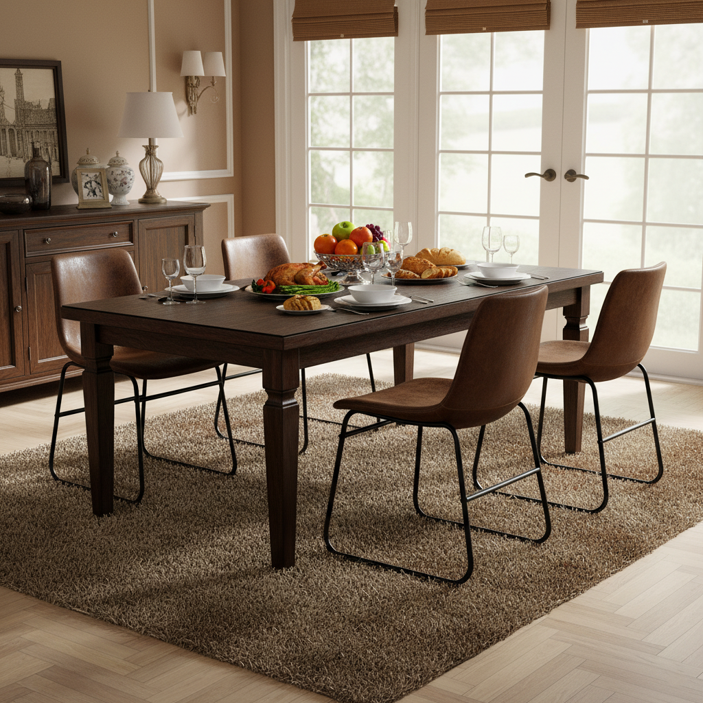 Mesa Retro Suede Upholstered Dining Chair Set of 4