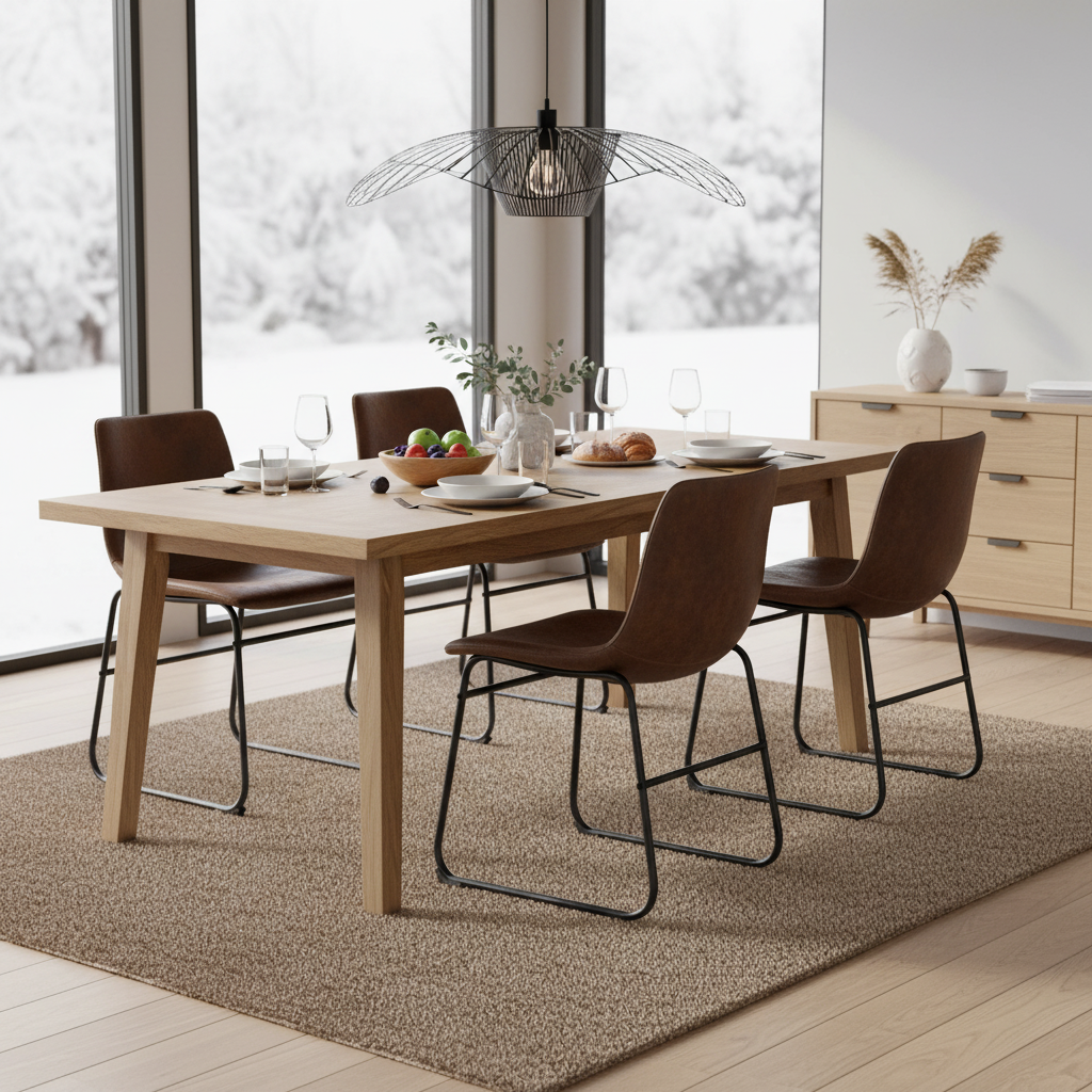 Mesa Retro Suede Upholstered Dining Chair Set of 4