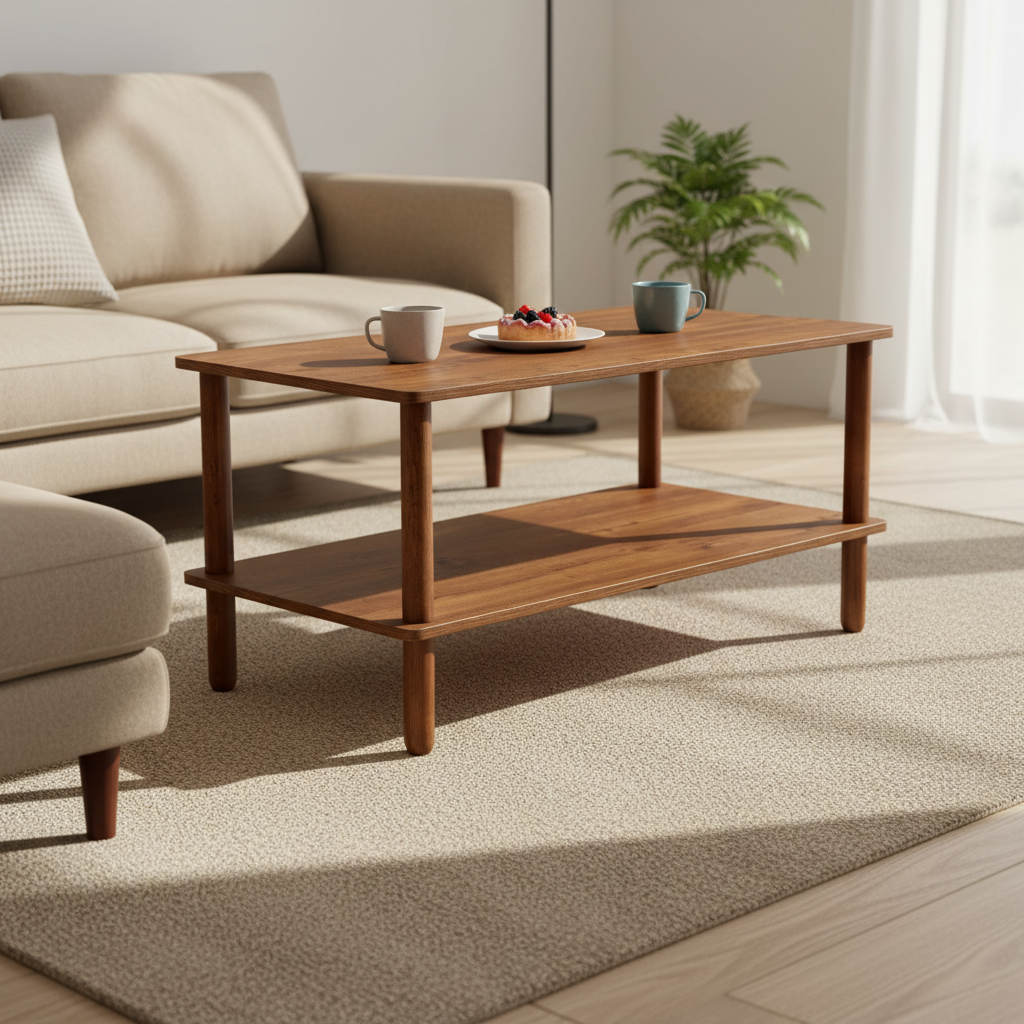 Cairn Modern Rectangular Coffee Table with Storage Shelf