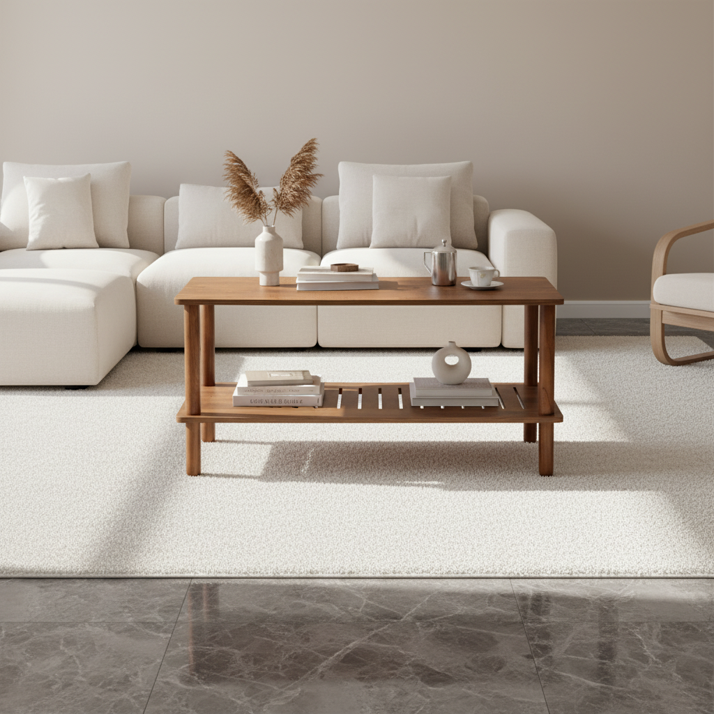 Cairn Modern Rectangular Coffee Table with Storage Shelf