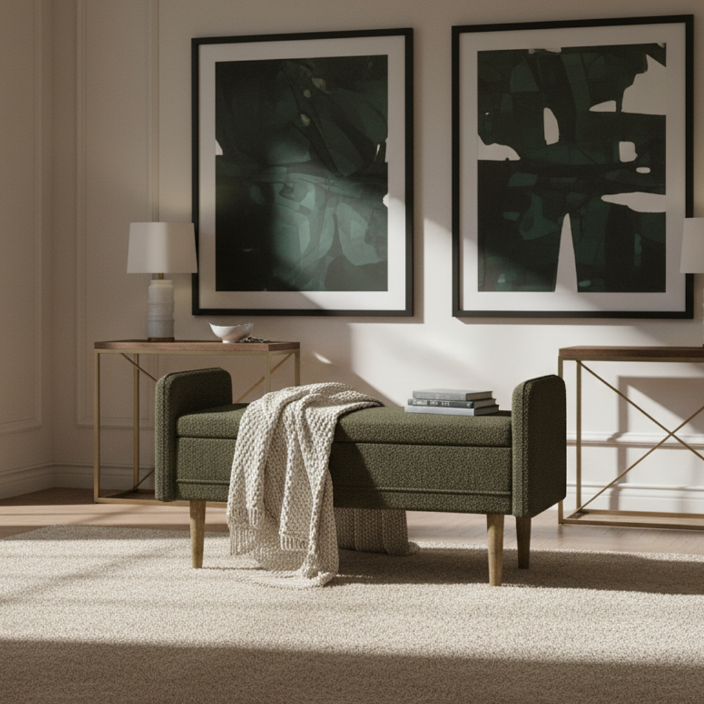 Napa Teddy Fabric Ottoman Storage Bench