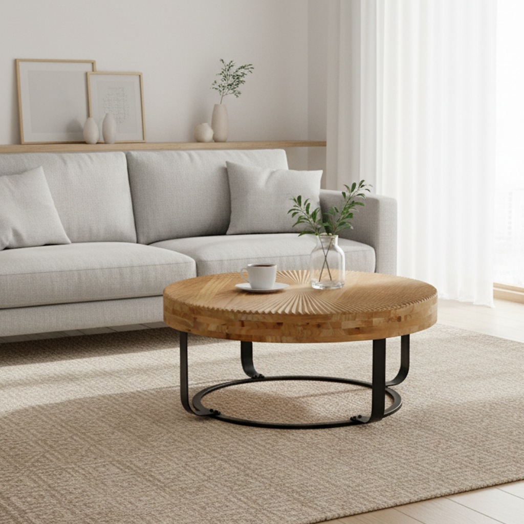 Asti Carved Round Coffee Table