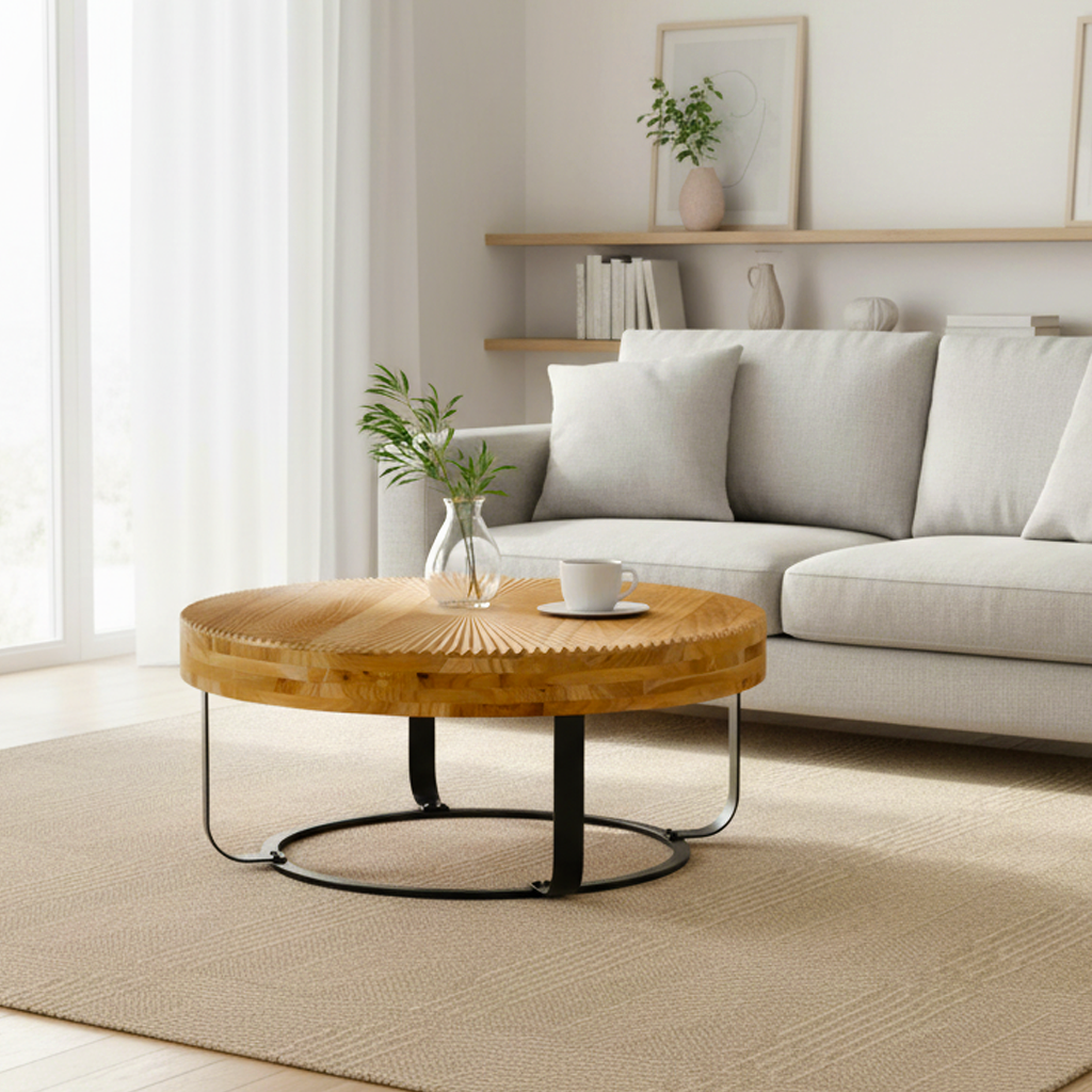 Asti Carved Round Coffee Table