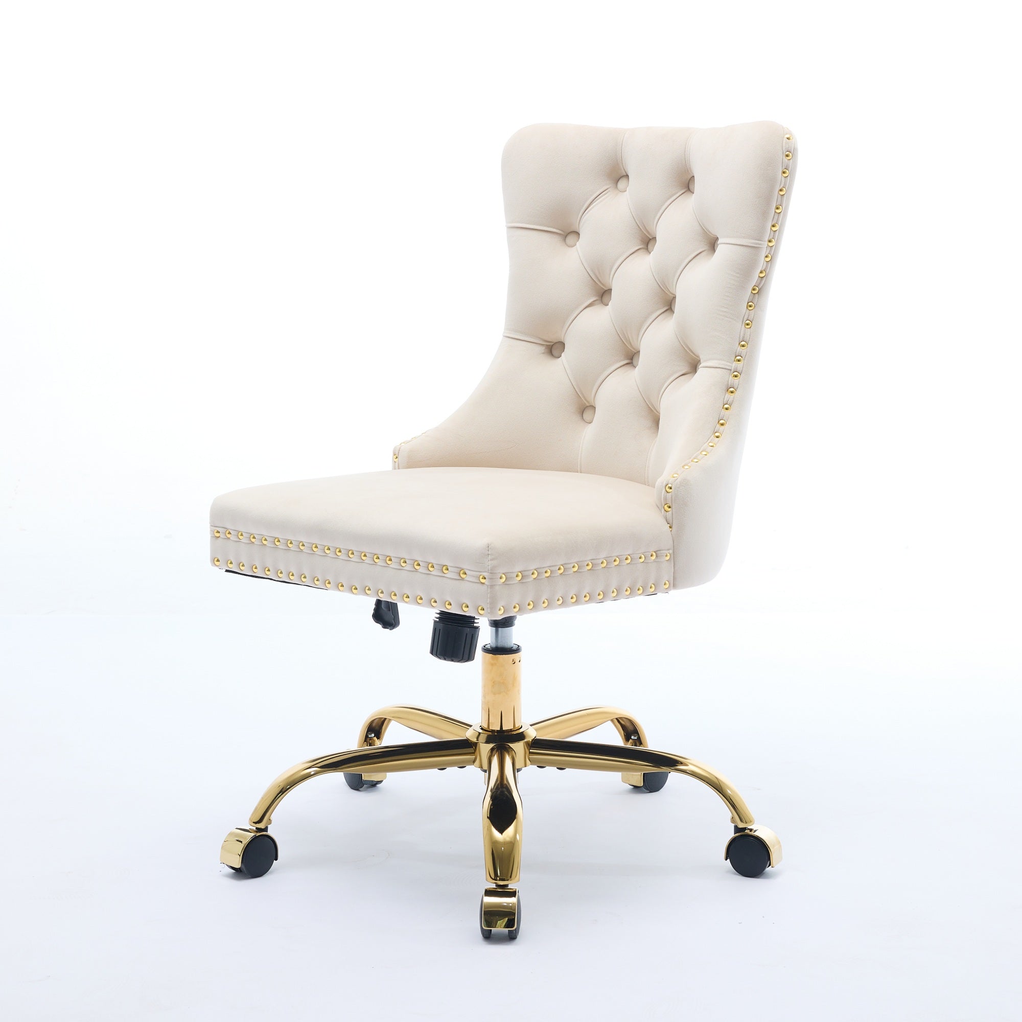 Ingrid Velvet Upholstered Swivel Office Chair with Tufted Buttons