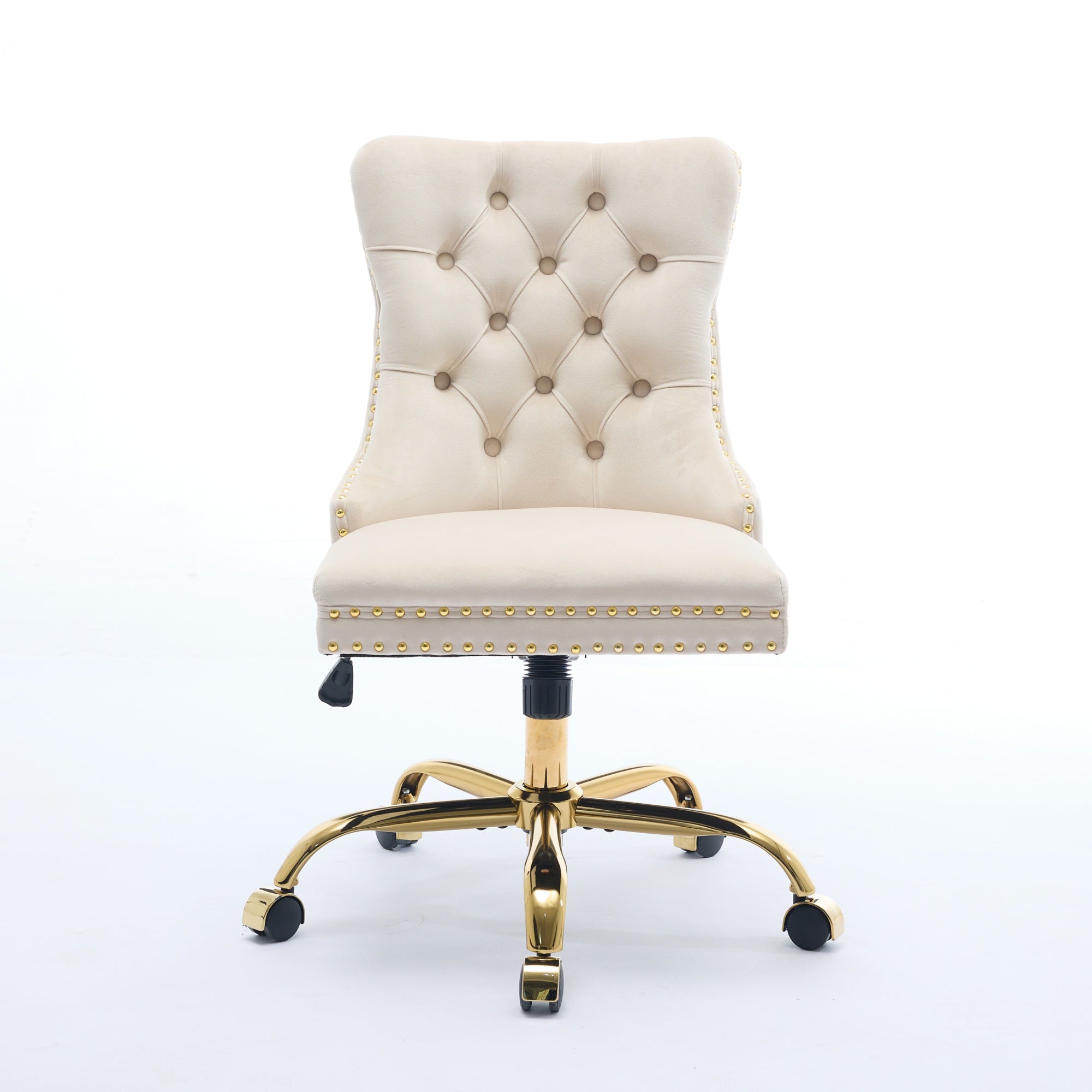 Ingrid Velvet Upholstered Swivel Office Chair with Tufted Buttons
