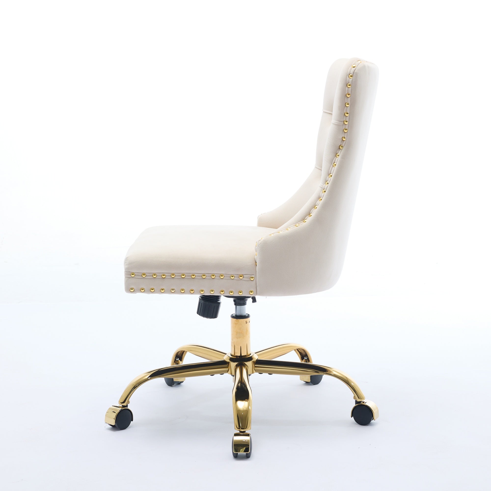 Ingrid Velvet Upholstered Swivel Office Chair with Tufted Buttons