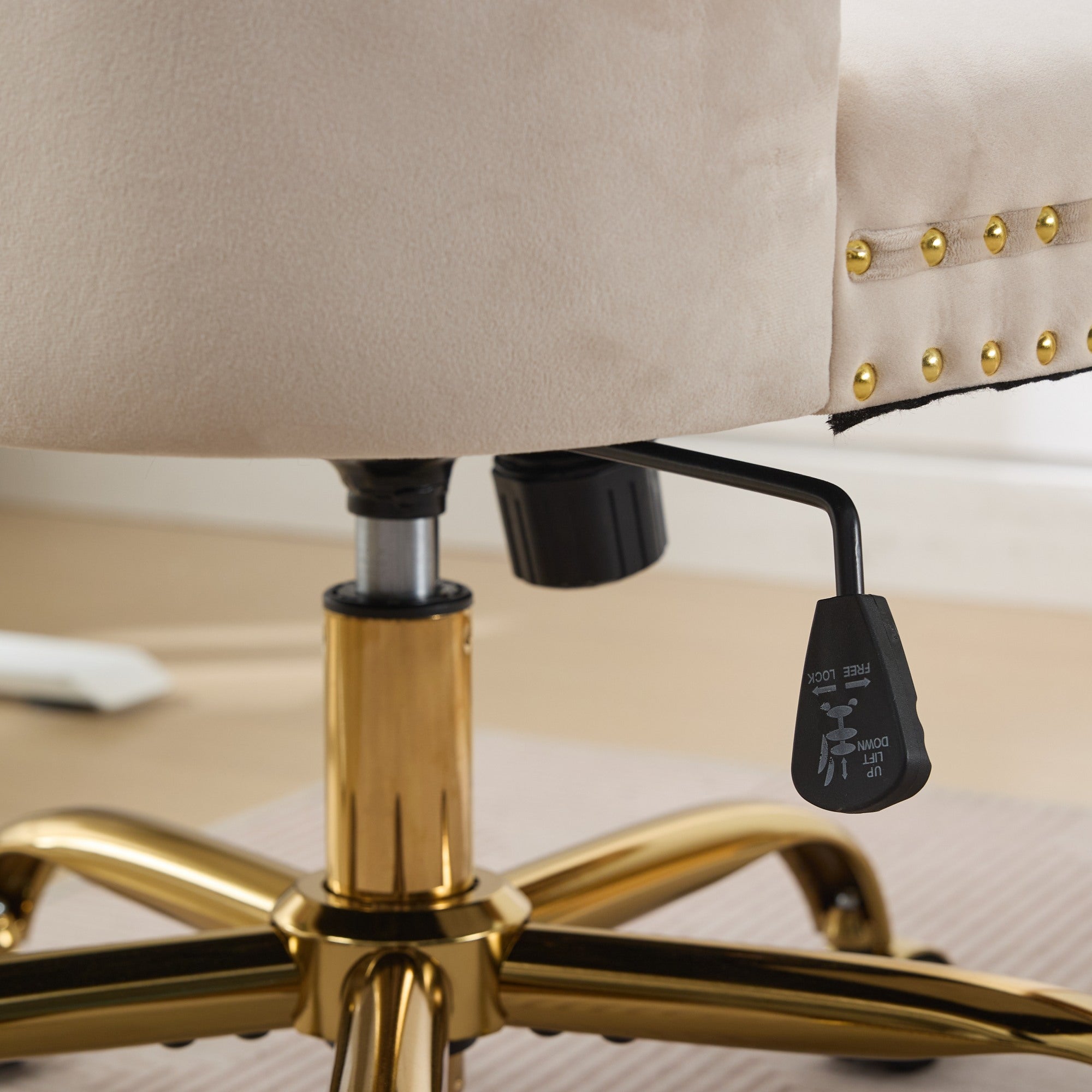 Ingrid Velvet Upholstered Swivel Office Chair with Tufted Buttons