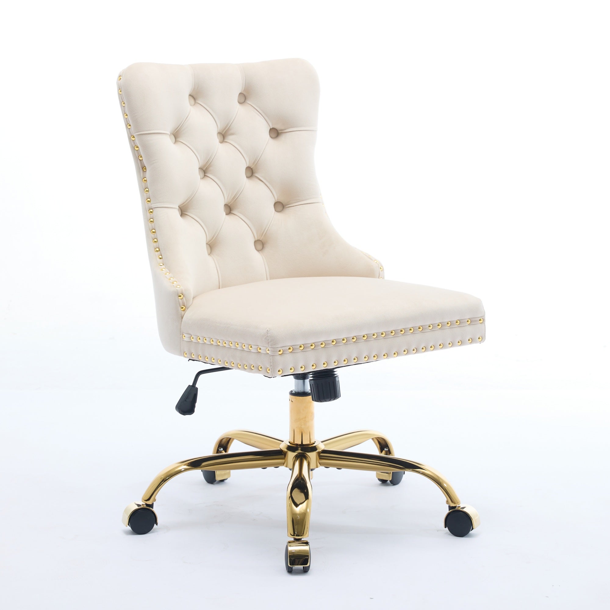 Ingrid Velvet Upholstered Swivel Office Chair with Tufted Buttons