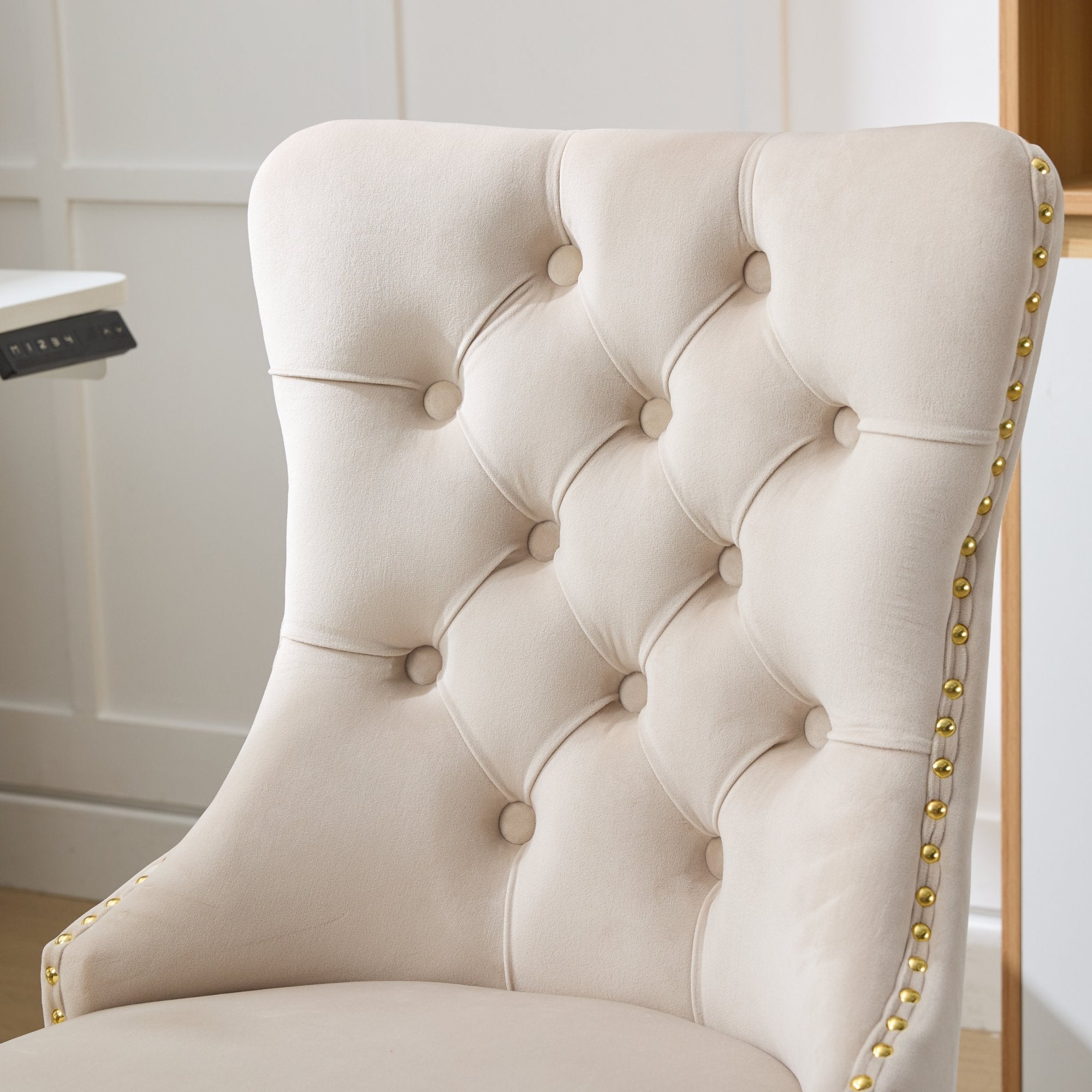 Ingrid Velvet Upholstered Swivel Office Chair with Tufted Buttons