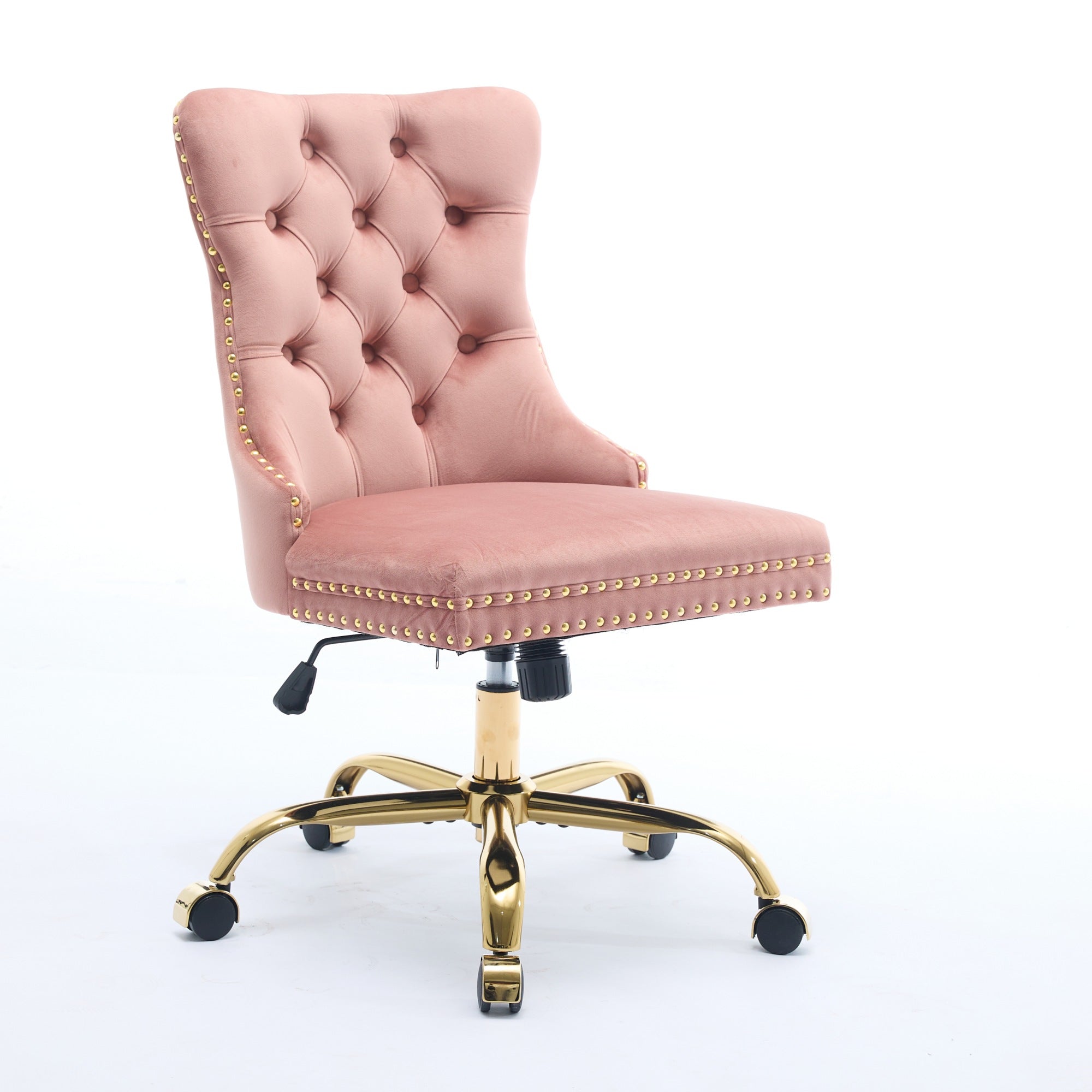 Ingrid Velvet Upholstered Swivel Office Chair with Tufted Buttons