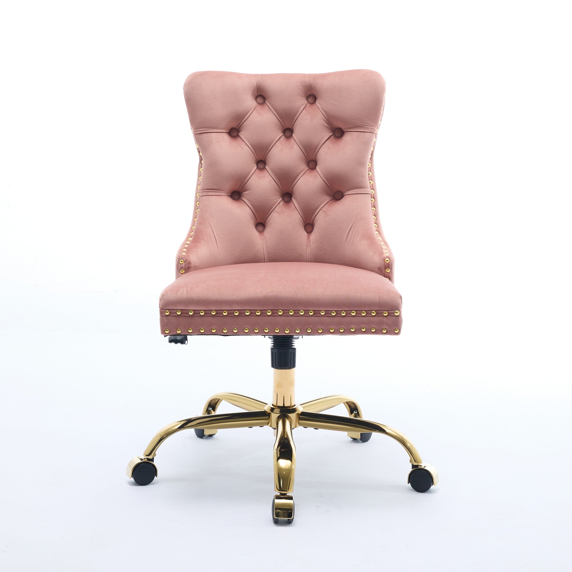 Ingrid Velvet Upholstered Swivel Office Chair with Tufted Buttons
