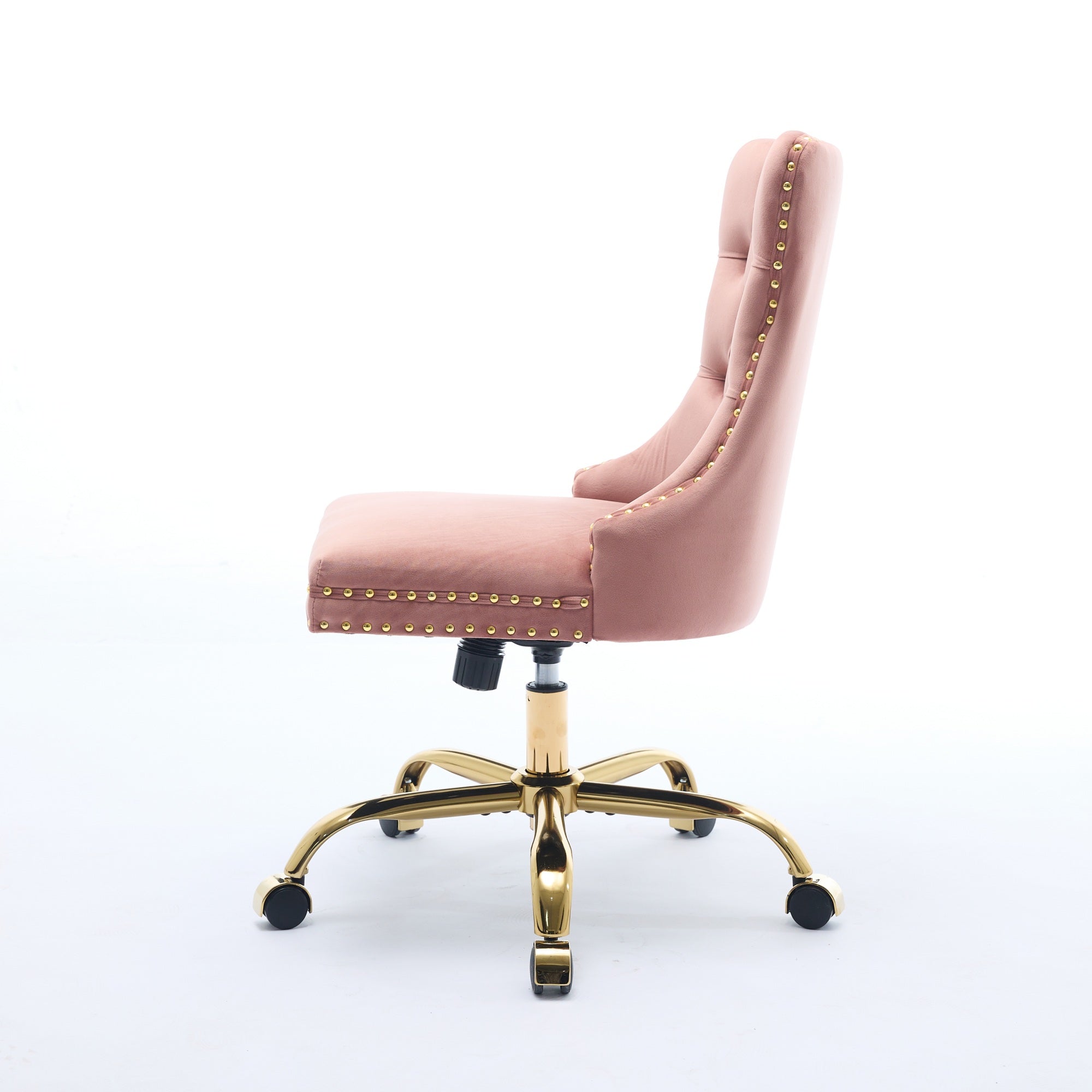 Ingrid Velvet Upholstered Swivel Office Chair with Tufted Buttons