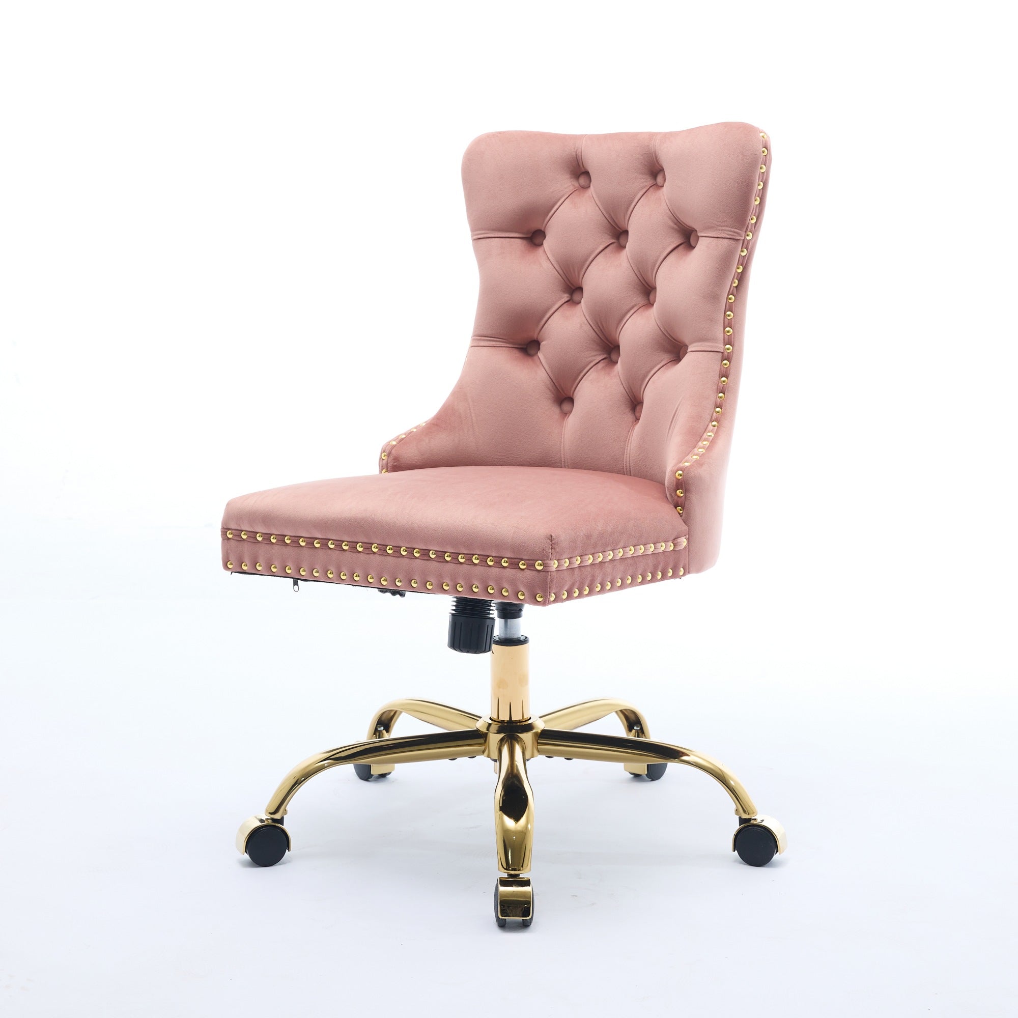 Ingrid Velvet Upholstered Swivel Office Chair with Tufted Buttons