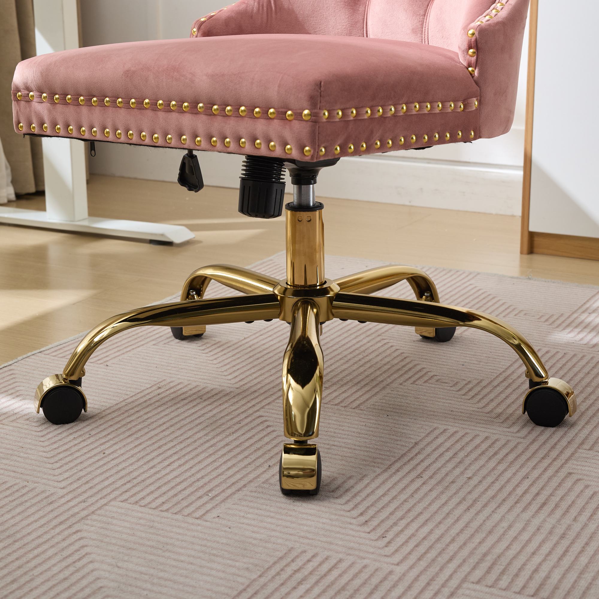 Ingrid Velvet Upholstered Swivel Office Chair with Tufted Buttons