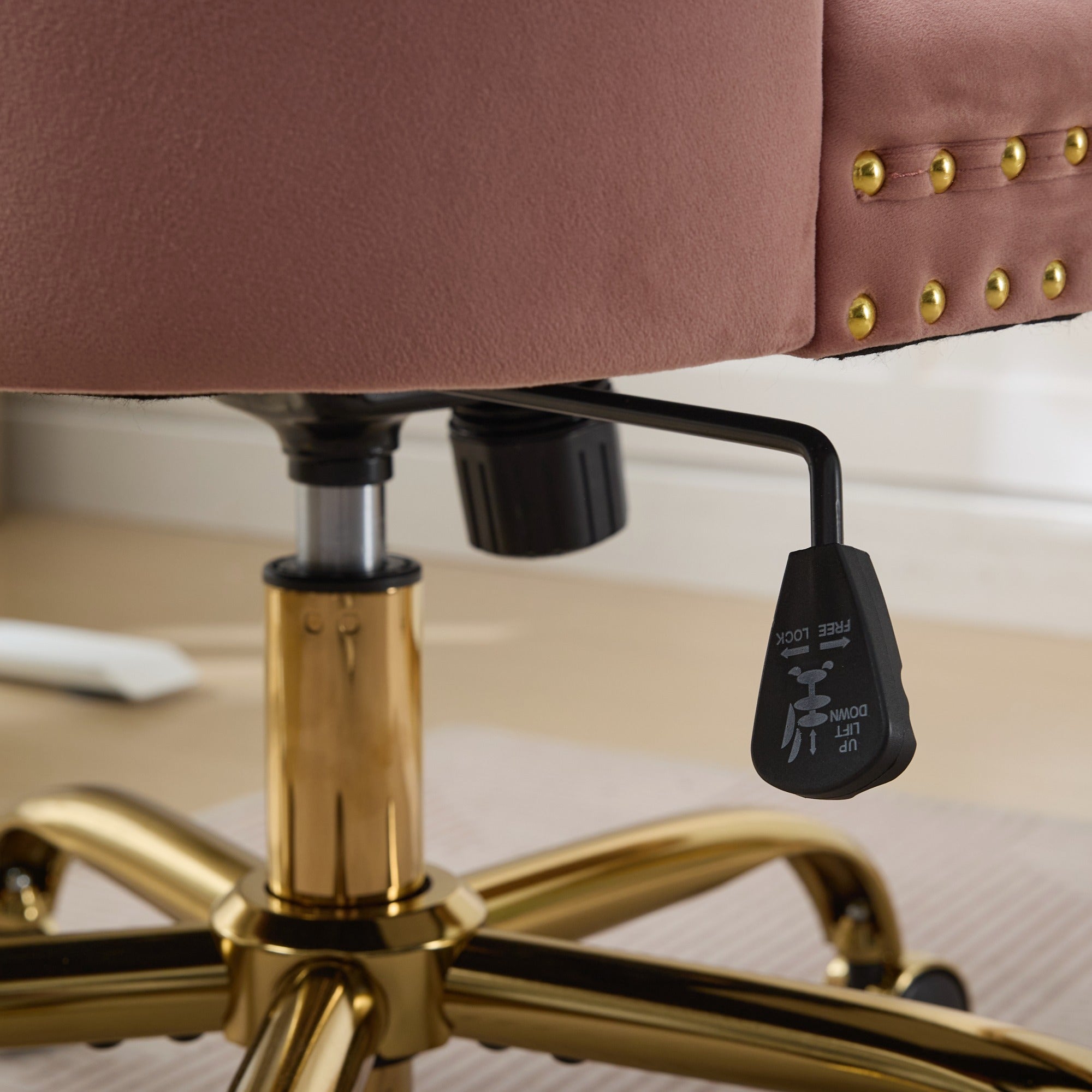Ingrid Velvet Upholstered Swivel Office Chair with Tufted Buttons