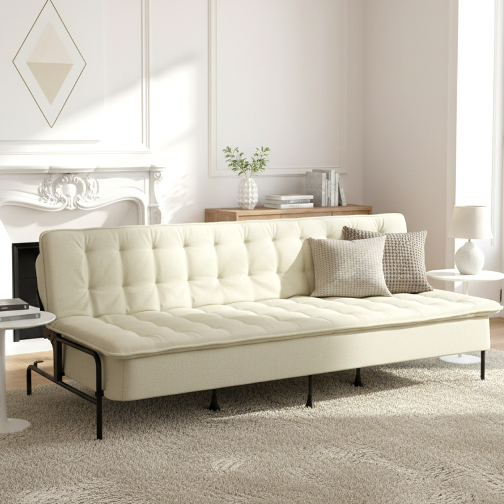 JAKO 76.8" Modern Fabric 3-Seat Sofa with Adjustable Backrest and Spring Cushion