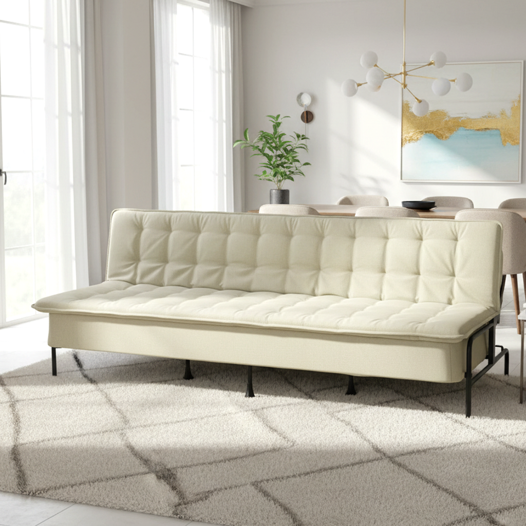 JAKO 76.8" Modern Fabric 3-Seat Sofa with Adjustable Backrest and Spring Cushion