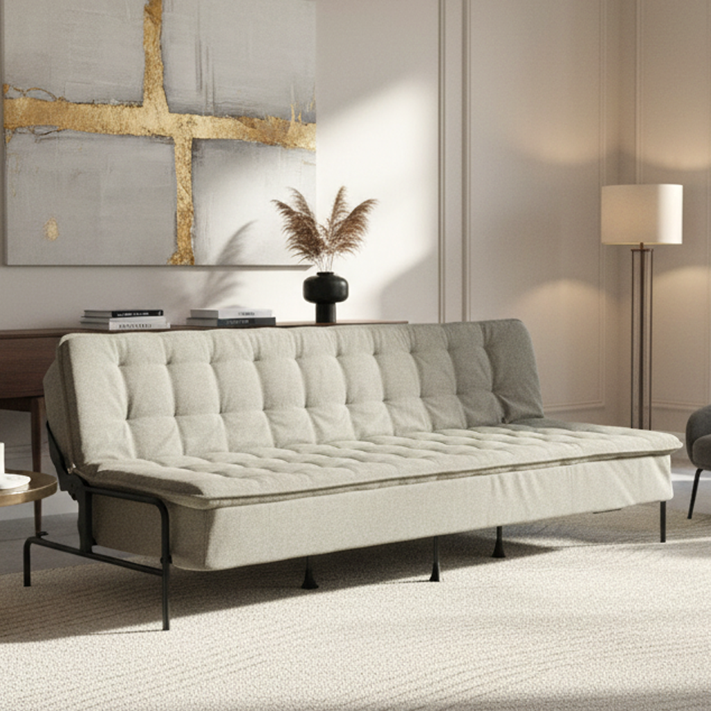 JAKO 76.8" Modern Fabric 3-Seat Sofa with Adjustable Backrest and Spring Cushion