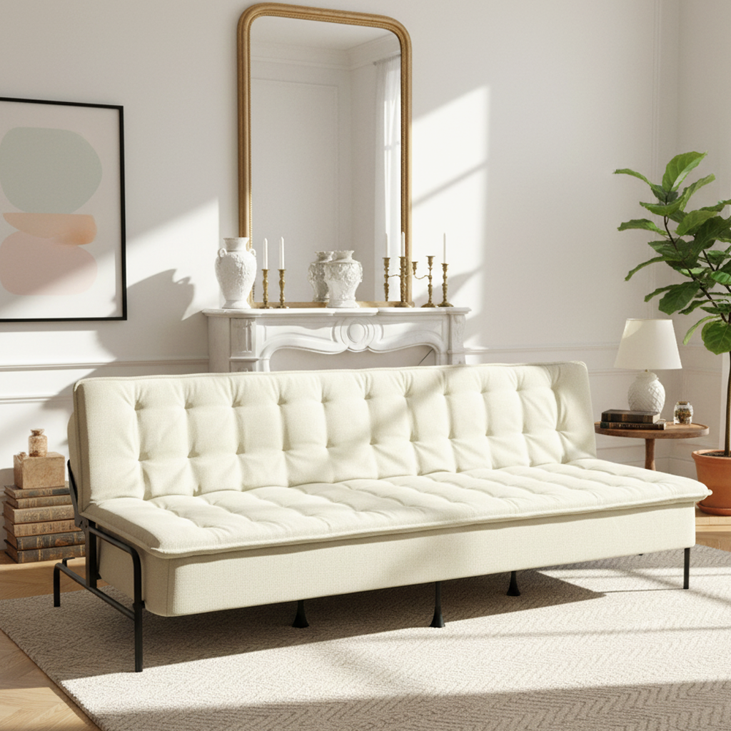 JAKO 76.8" Modern Fabric 3-Seater Convertible Sofa Bed with Adjustable Backrest