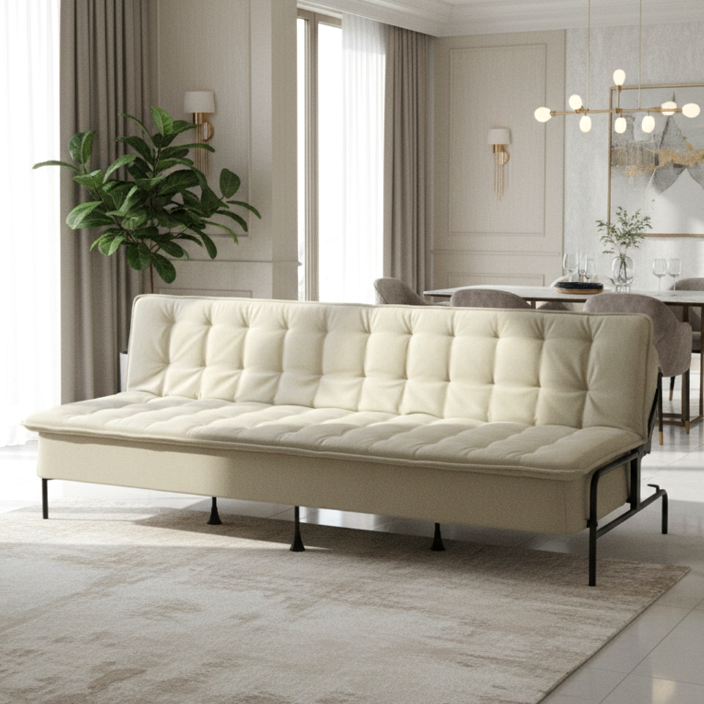 JAKO 76.8" Modern Fabric 3-Seater Convertible Sofa Bed with Adjustable Backrest