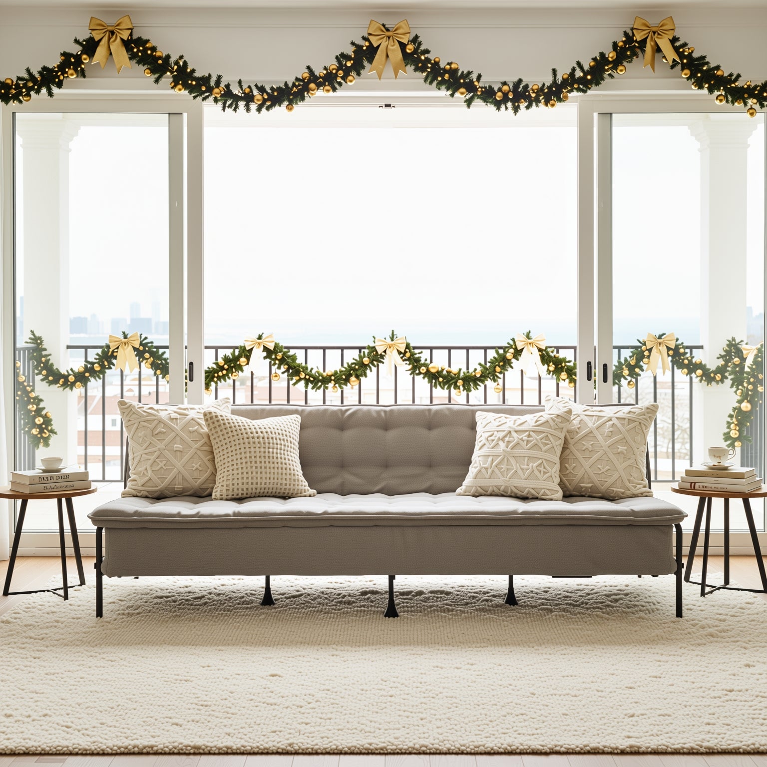 JAKO 76.8" Modern Fabric 3-Seater Convertible Sofa Bed with Adjustable Backrest