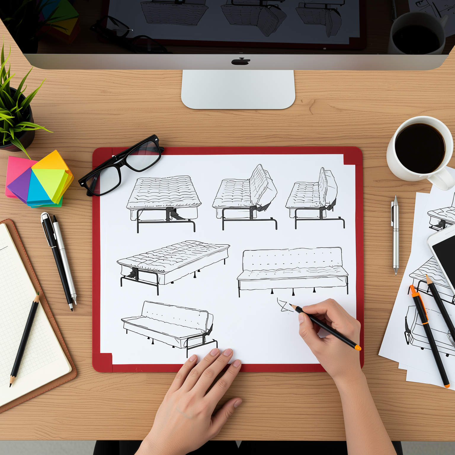 JAKO 76.8" Modern Fabric 3-Seater Convertible Sofa Bed with Adjustable Backrest