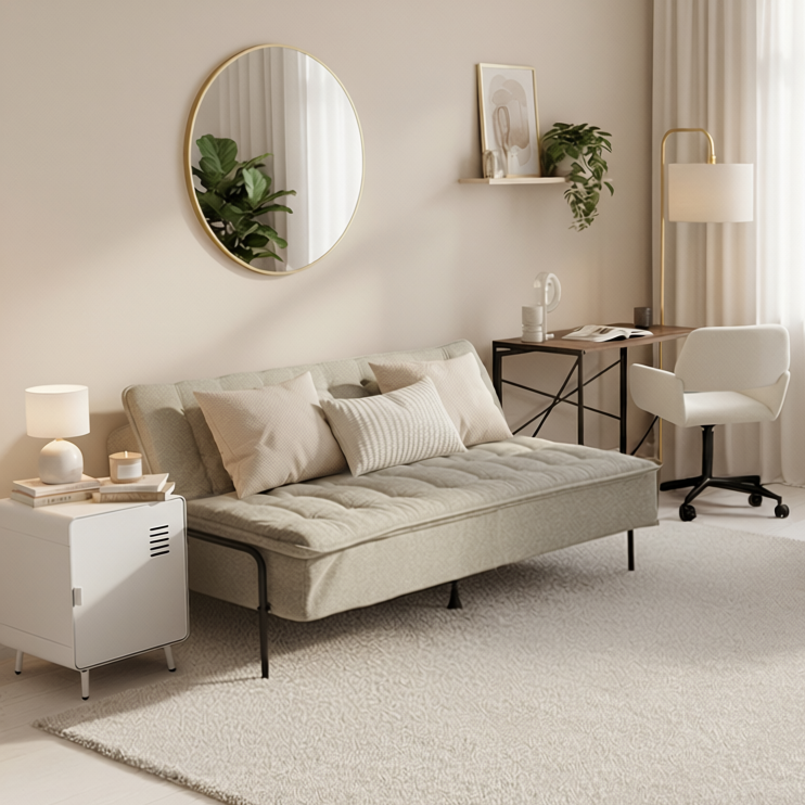 JAKO 76.8" Modern Fabric 3-Seater Convertible Sofa Bed with Adjustable Backrest