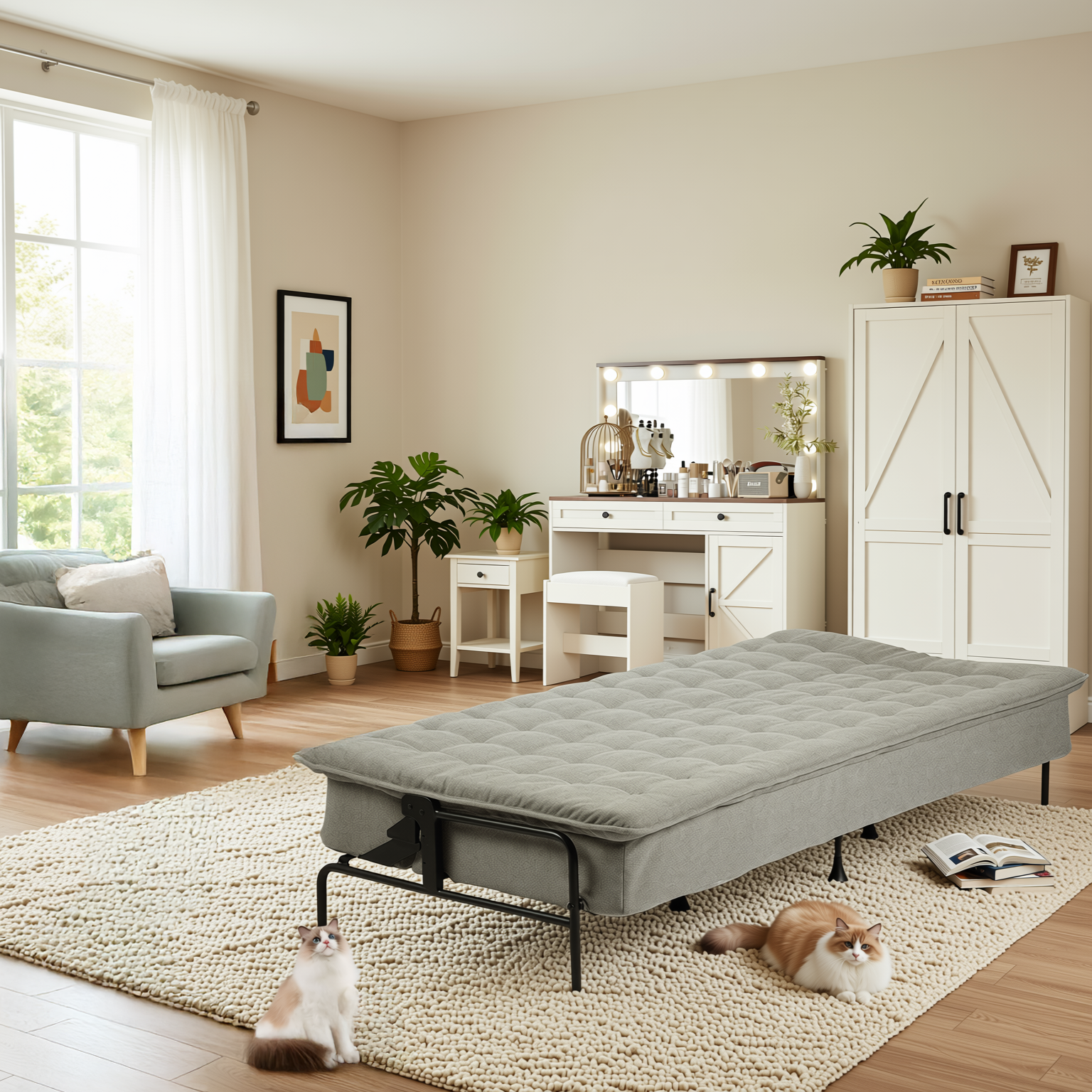 Homy Casa JAKO 77" 3 Seater Sofa Bed Convertible Sleeper, Grey