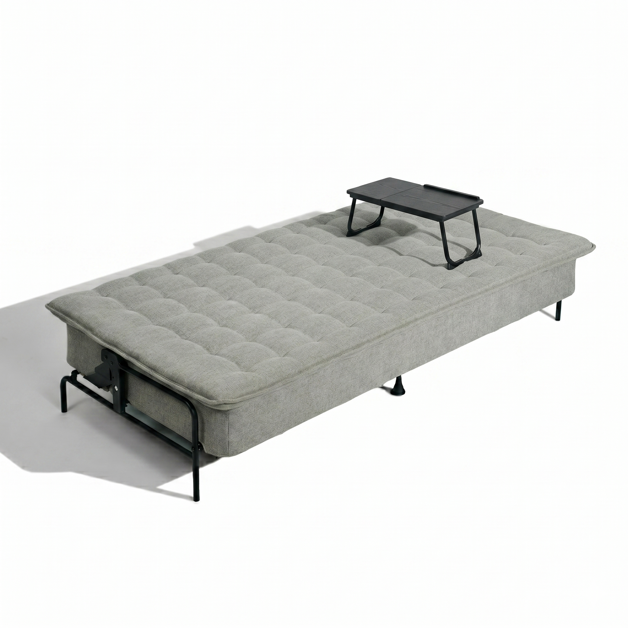 Homy Casa Jako+Mamie Living Room Furniture Set Grey Sofa Bed with Black Wood Laptop Table