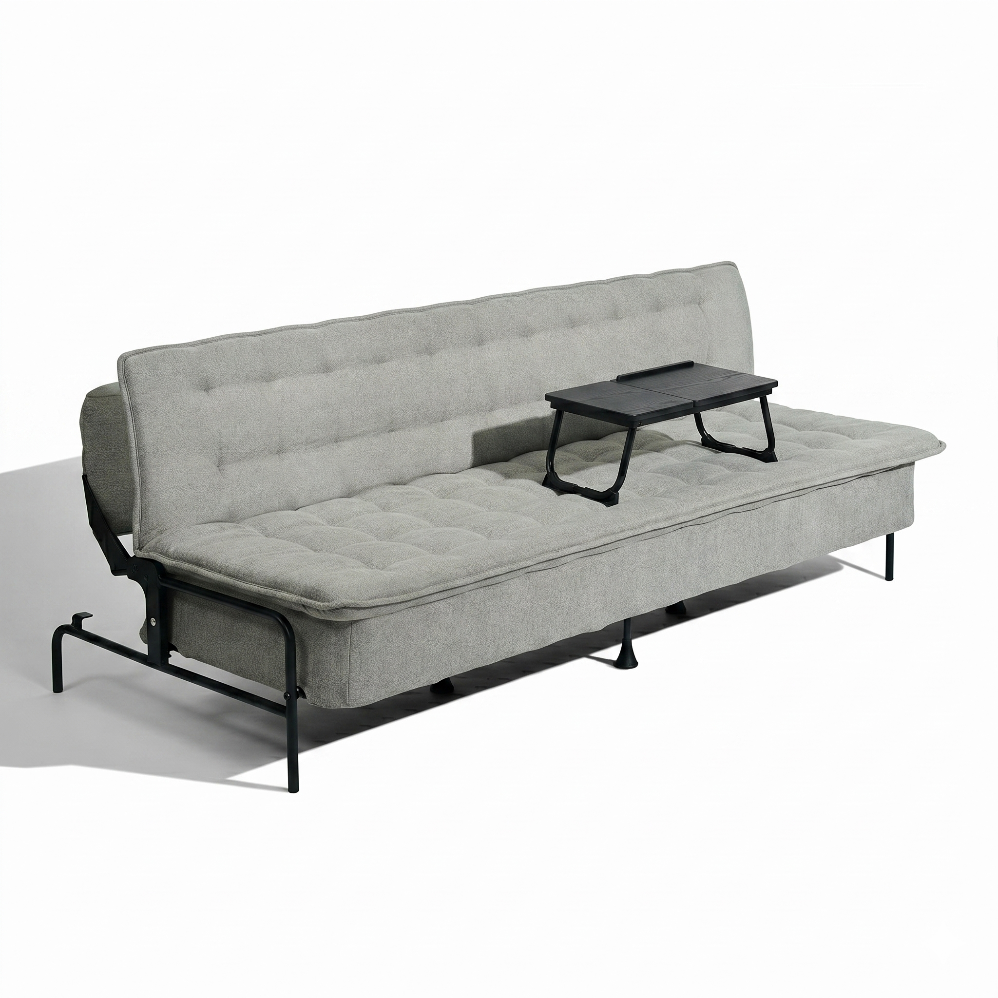 Homy Casa Jako+Mamie Living Room Furniture Set Grey Sofa Bed with Black Wood Laptop Table