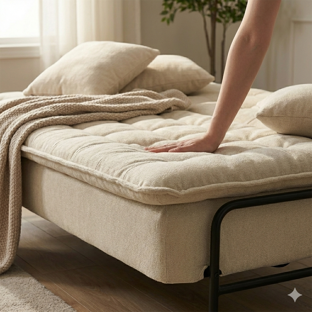 Homy Casa JAKO 77" 3 Seater Sofa Bed Convertible Sleeper, Beige
