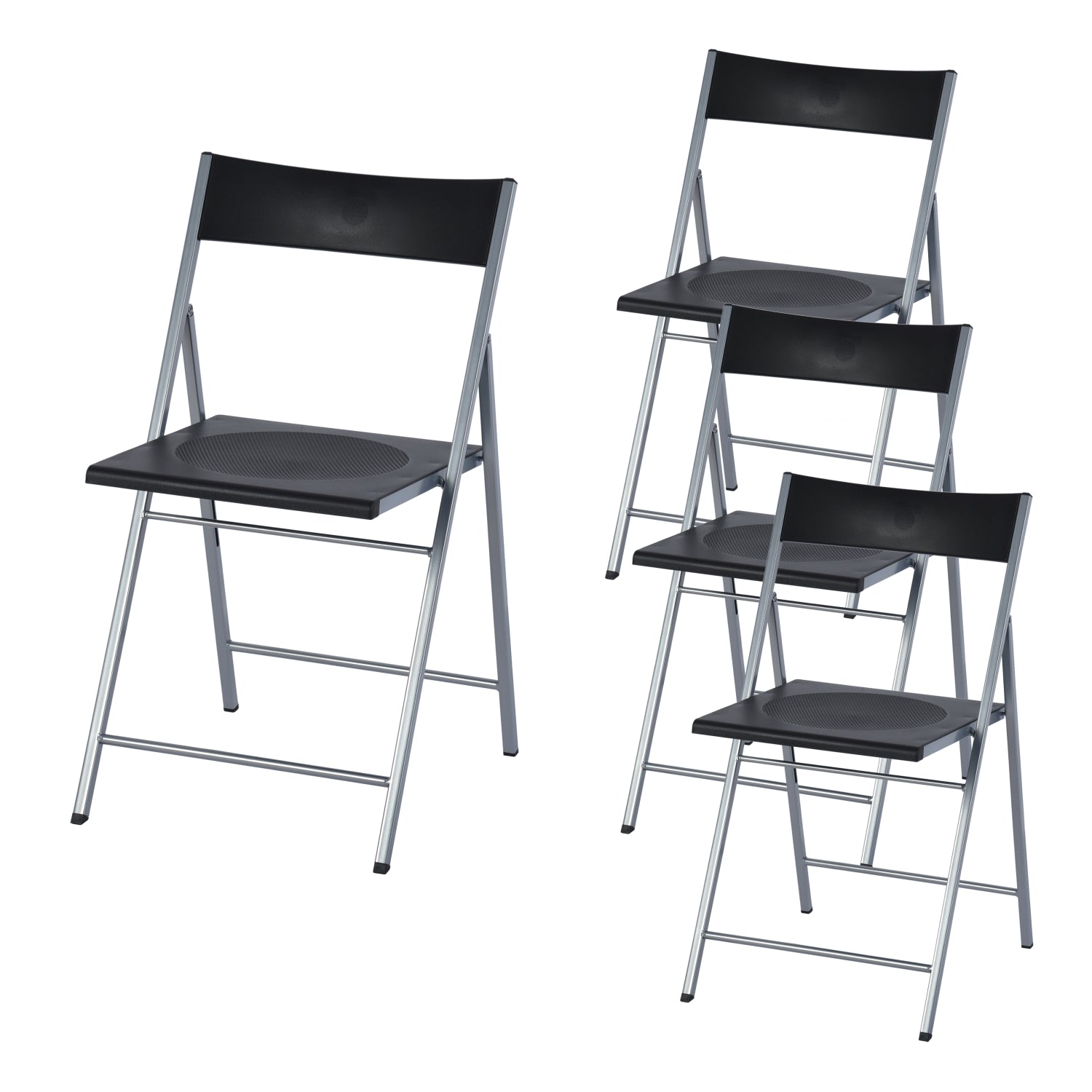 Homy Casa Jewel 6PC Black Folding Chair With Polypropylene Seat Inspired by European Classic Minimalist Design Open Box