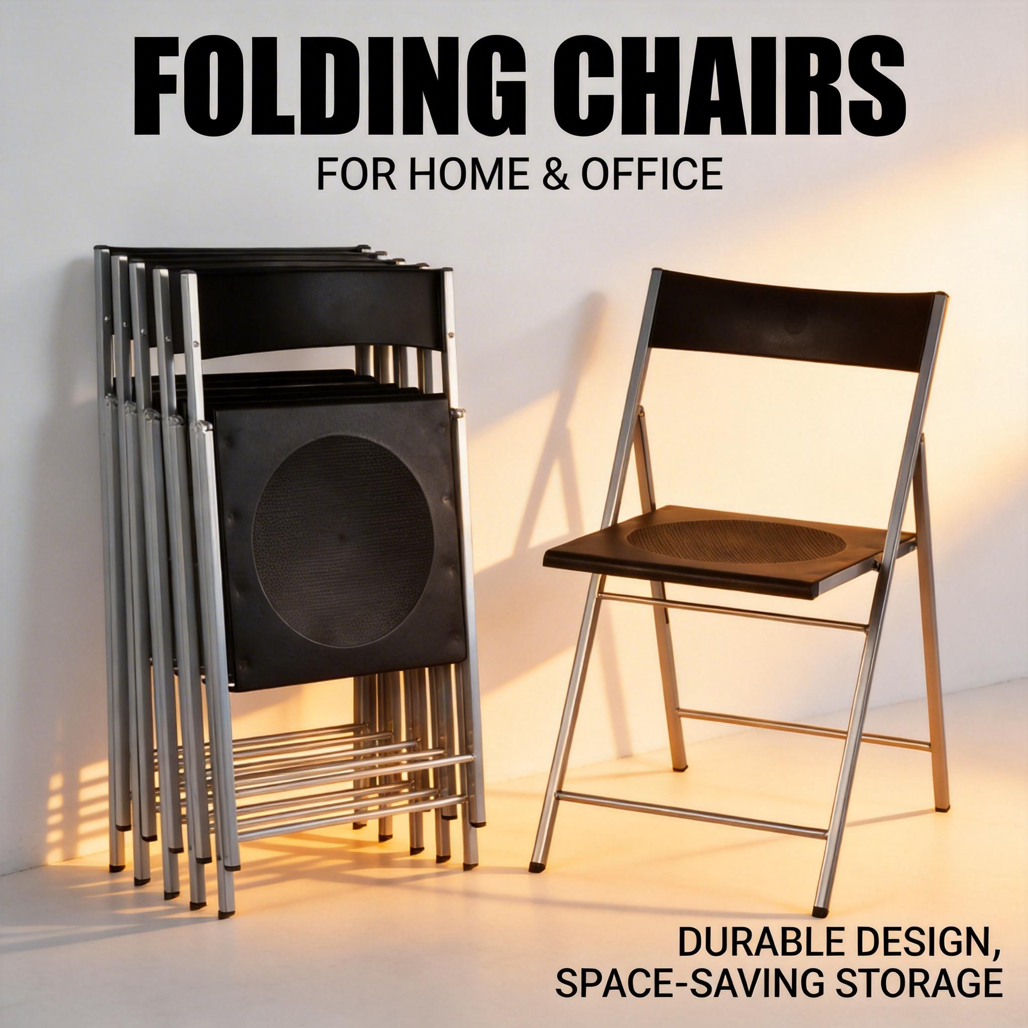 Homy Casa Jewel 6PC Black Folding Chair With Polypropylene Seat Inspired by European Classic Minimalist Design Open Box