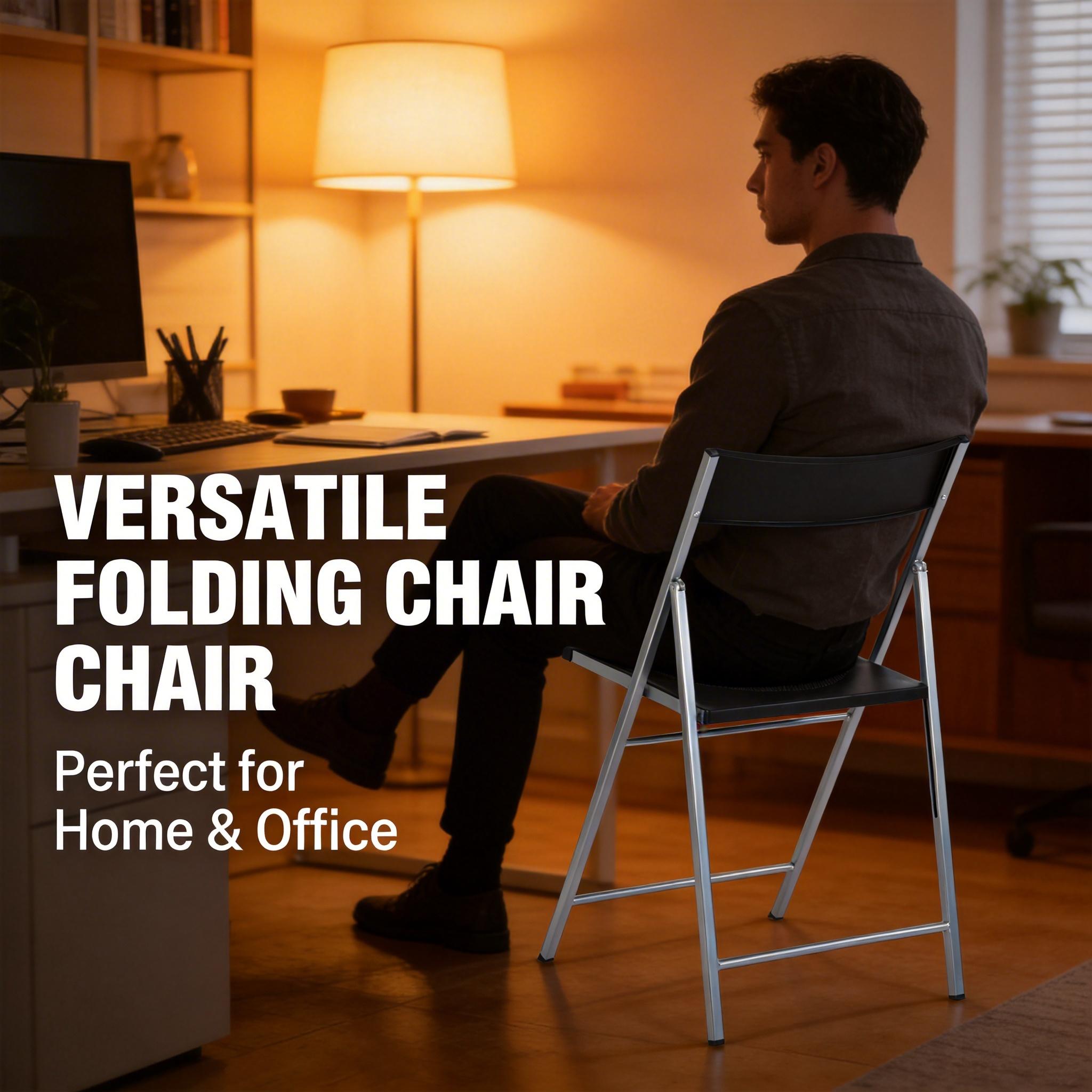 Homy Casa Jewel 6PC Black Folding Chair With Polypropylene Seat Inspired by European Classic Minimalist Design Open Box