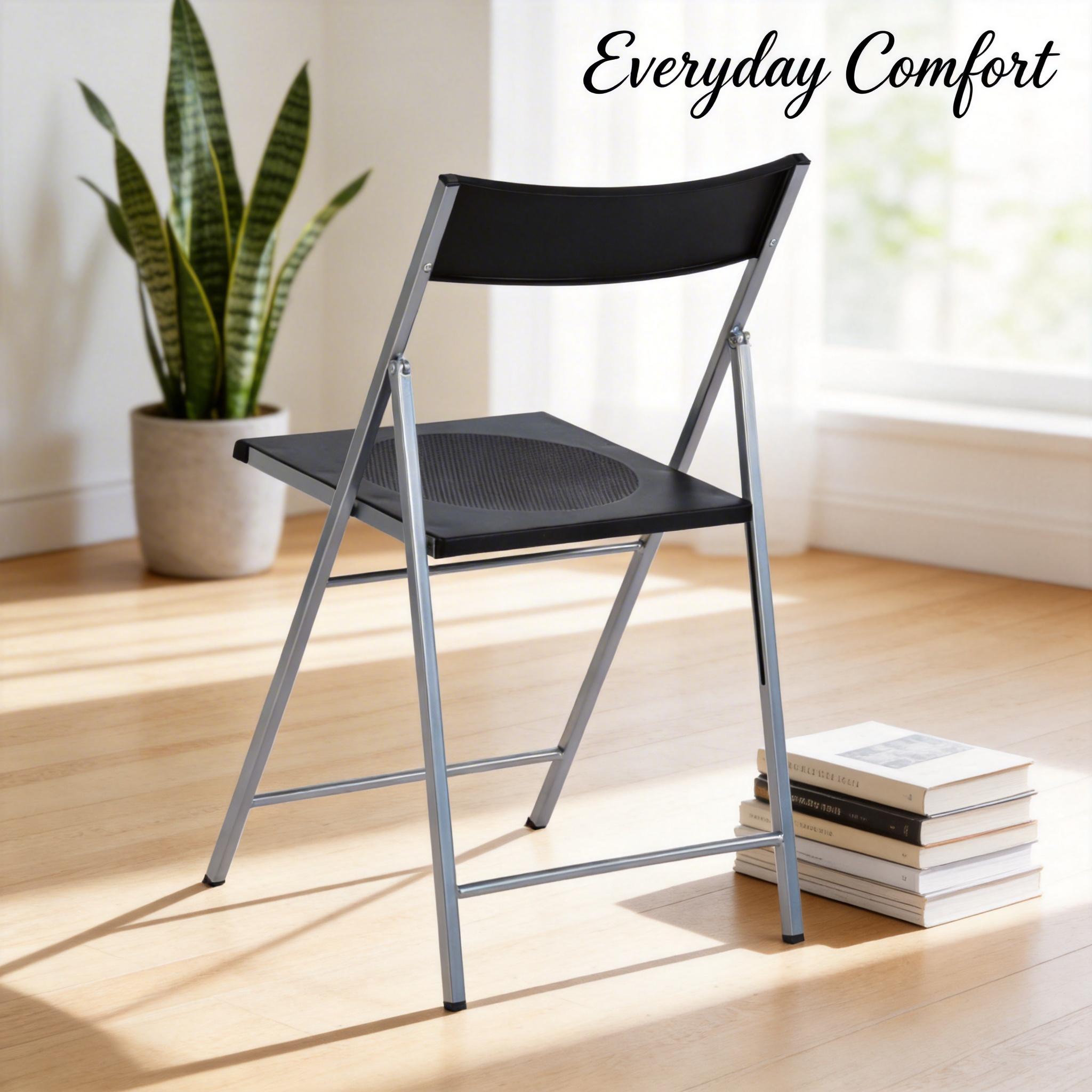 Homy Casa Jewel 6PC Black Folding Chair With Polypropylene Seat Inspired by European Classic Minimalist Design Open Box