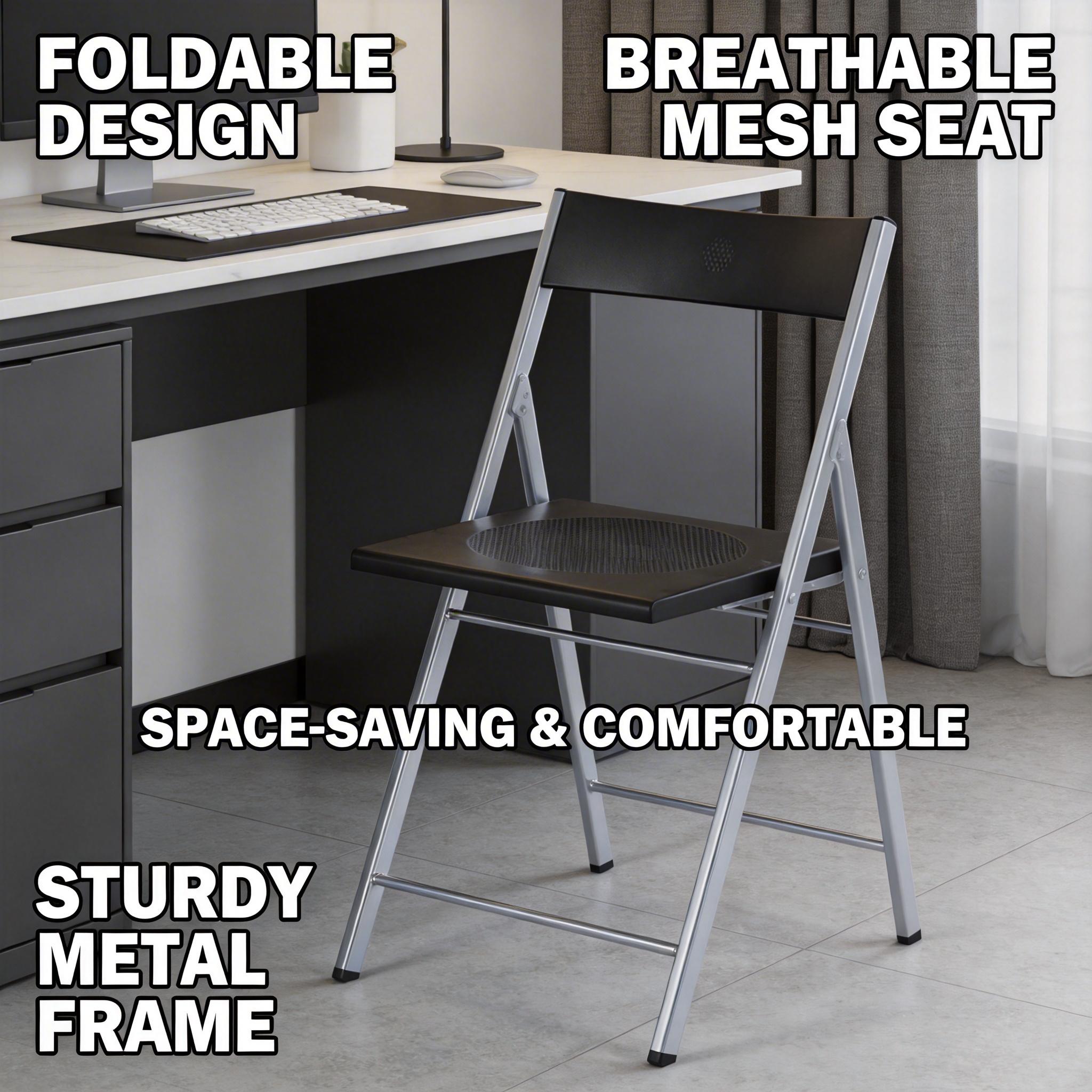 Homy Casa Jewel 6PC Black Folding Chair With Polypropylene Seat Inspired by European Classic Minimalist Design Open Box