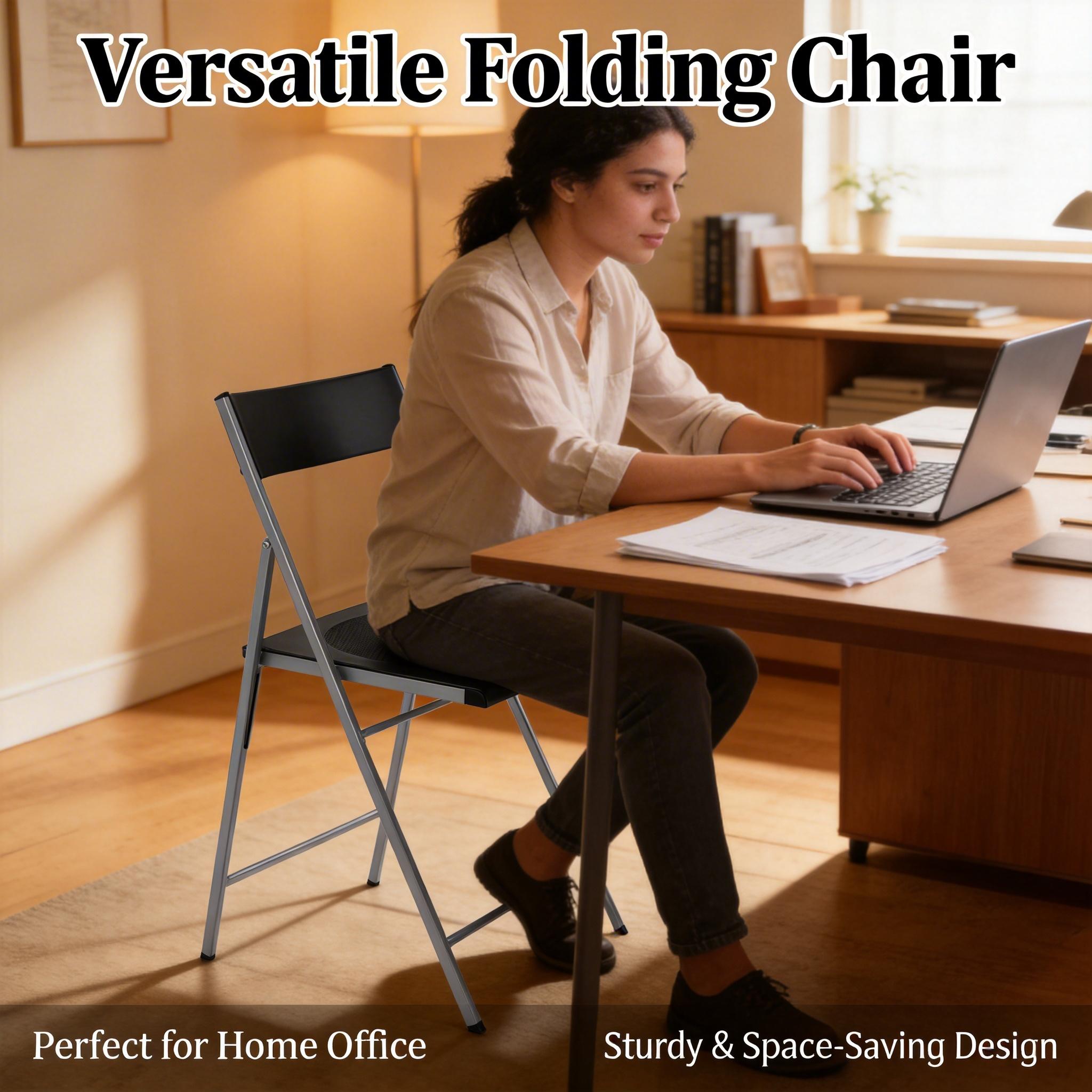 Homy Casa Jewel 6PC Black Folding Chair With Polypropylene Seat Inspired by European Classic Minimalist Design Open Box