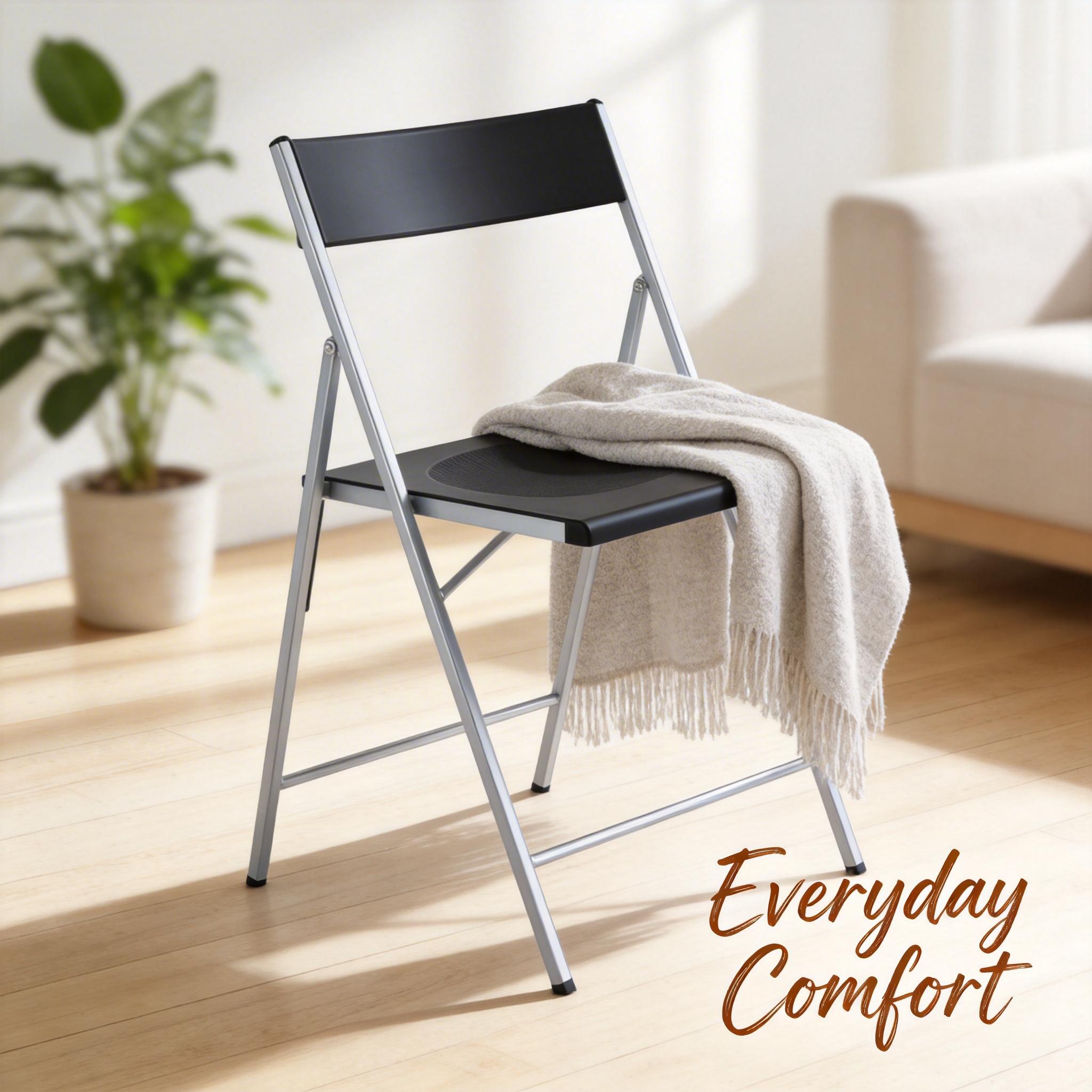 Homy Casa Jewel 6PC Black Folding Chair With Polypropylene Seat Inspired by European Classic Minimalist Design Open Box