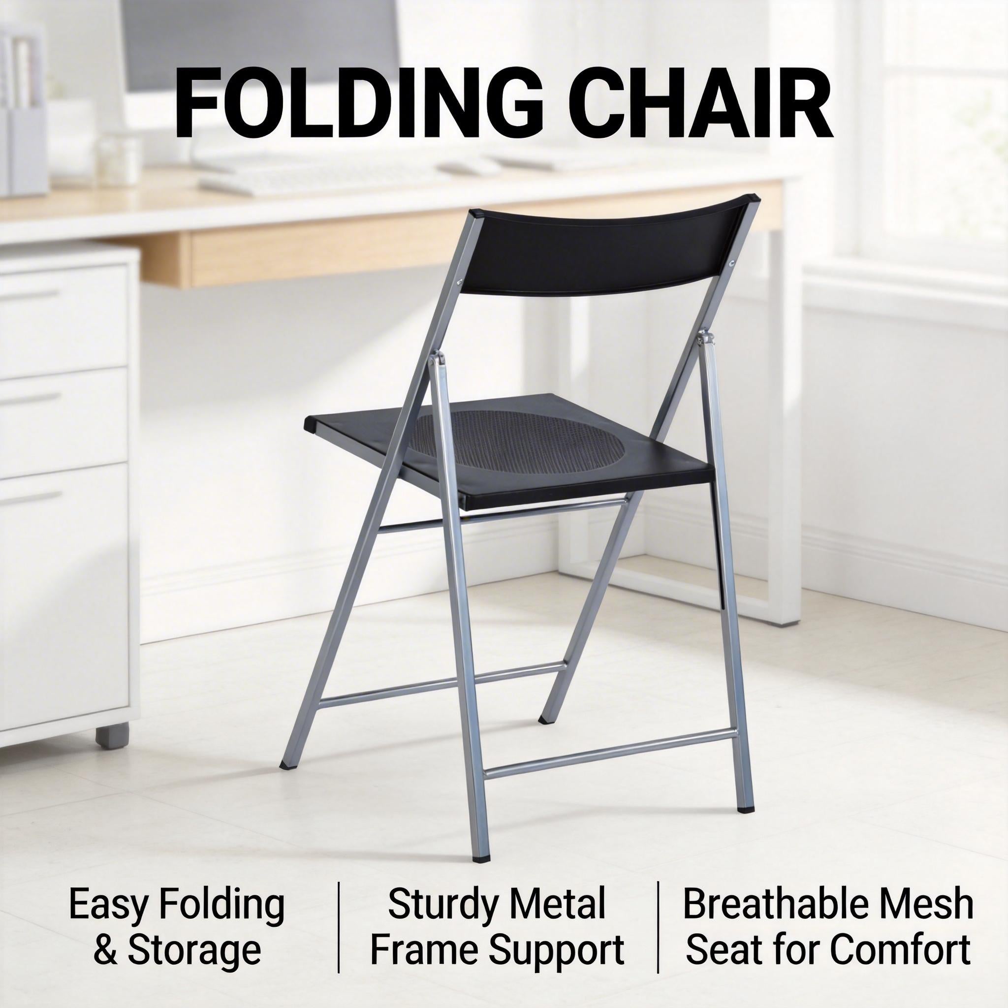 Homy Casa Jewel 6PC Black Folding Chair With Polypropylene Seat Inspired by European Classic Minimalist Design Open Box