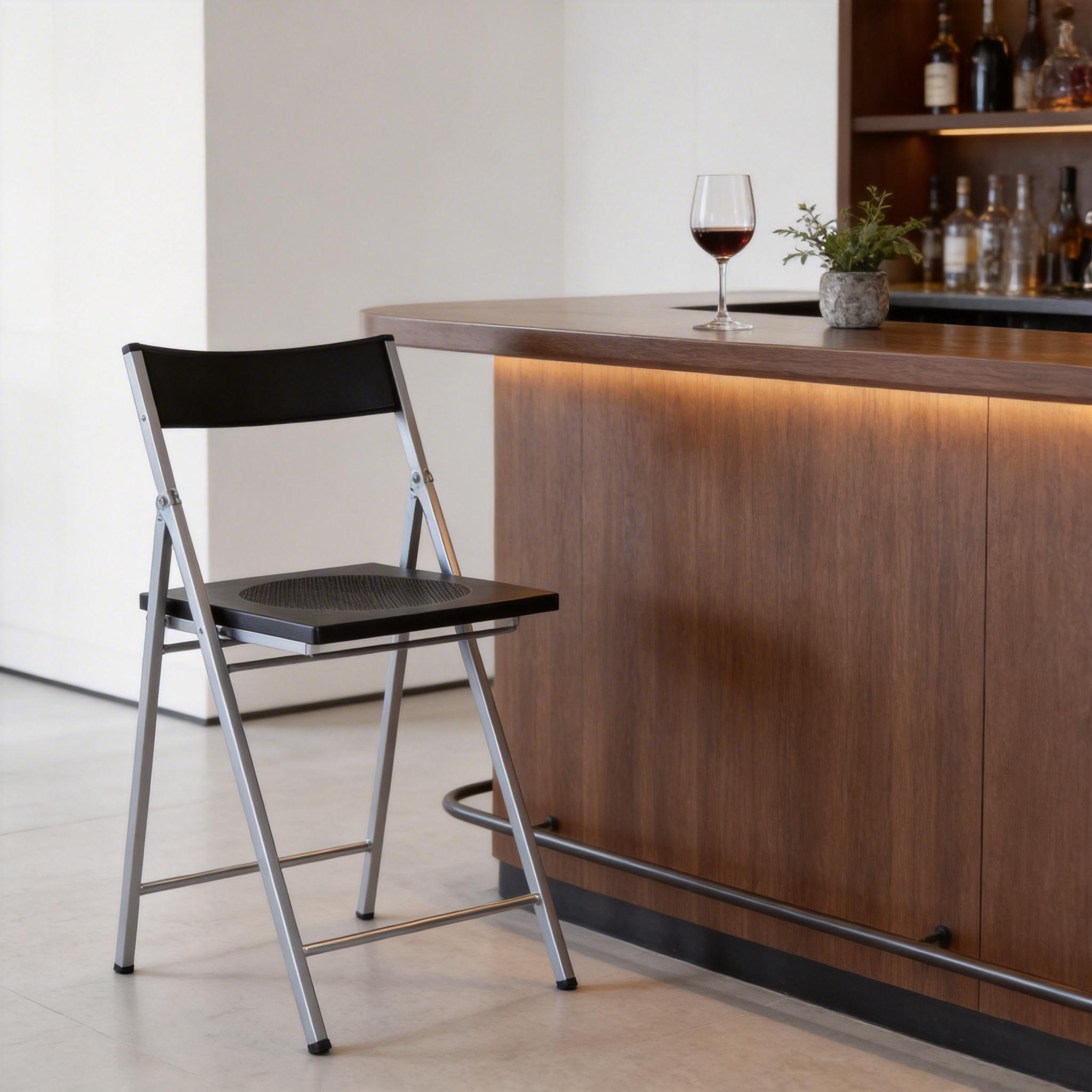 Homy Casa Jewel 6PC Black Folding Chair With Polypropylene Seat Inspired by European Classic Minimalist Design Open Box
