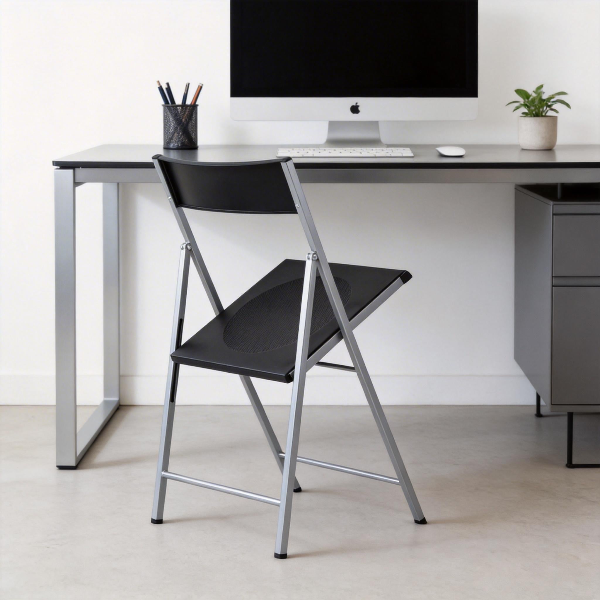 Homy Casa Jewel 6PC Black Folding Chair With Polypropylene Seat Inspired by European Classic Minimalist Design Open Box