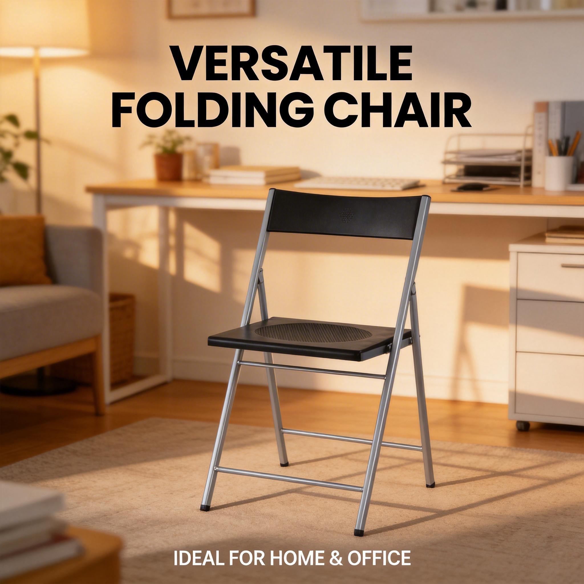 Homy Casa Jewel 6PC Black Folding Chair With Polypropylene Seat Inspired by European Classic Minimalist Design Open Box