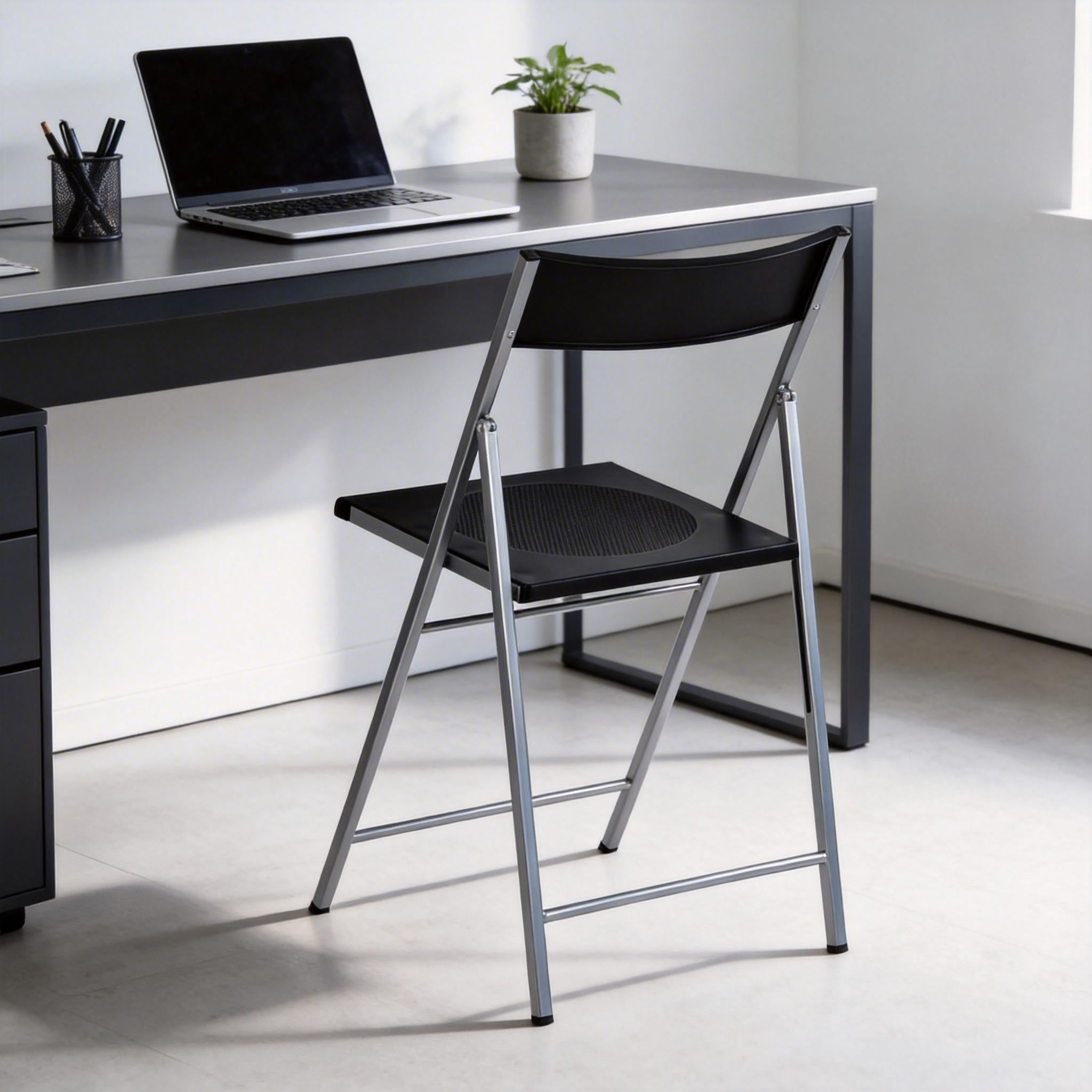 Homy Casa Jewel 6PC Black Folding Chair With Polypropylene Seat Inspired by European Classic Minimalist Design Open Box