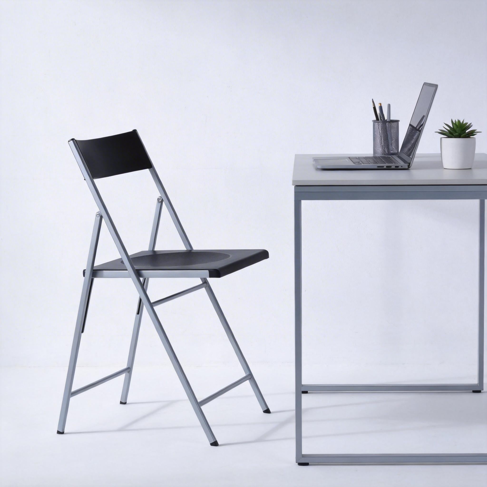 Homy Casa Jewel 6PC Black Folding Chair With Polypropylene Seat Inspired by European Classic Minimalist Design Open Box