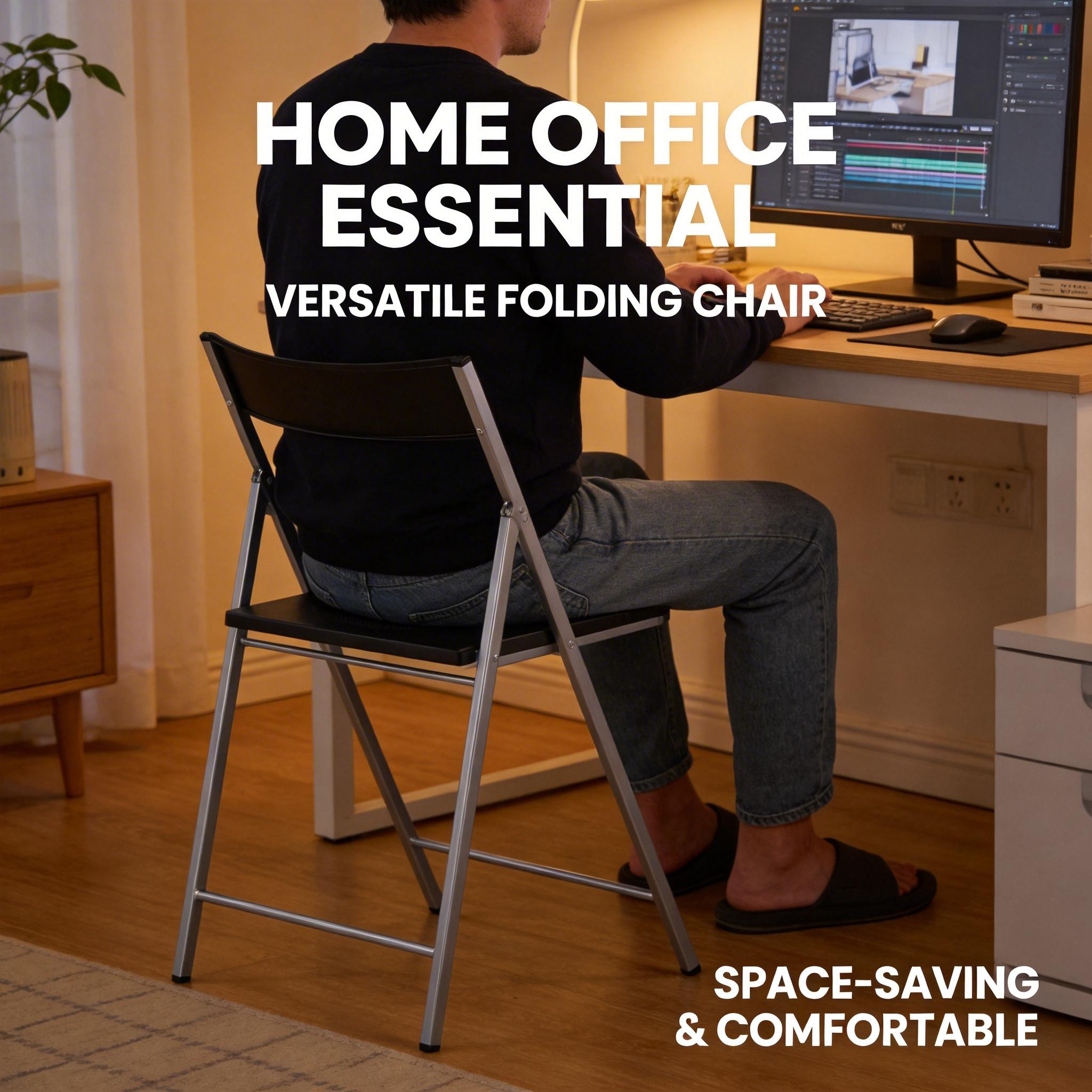 Homy Casa Jewel 6PC Black Folding Chair With Polypropylene Seat Inspired by European Classic Minimalist Design Open Box