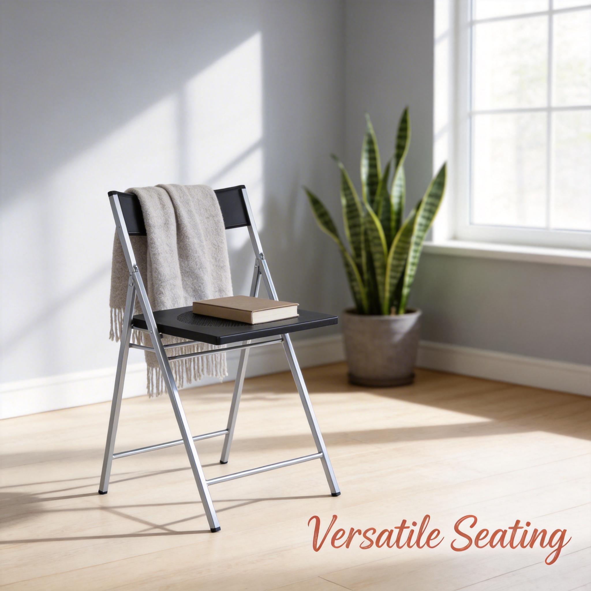 Homy Casa Jewel 6PC Black Folding Chair With Polypropylene Seat Inspired by European Classic Minimalist Design Open Box